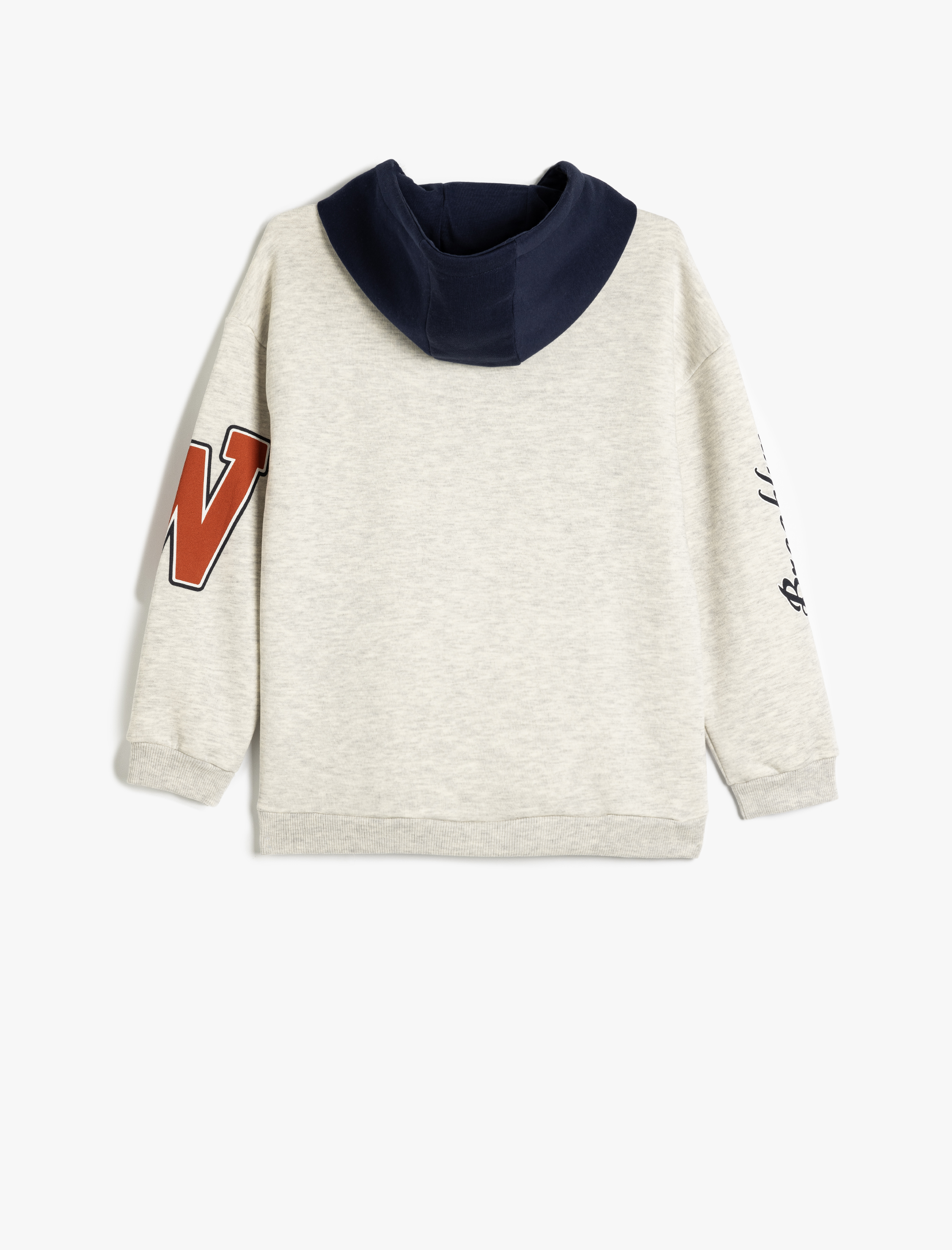  Erkek Çocuk Kapşonlu Sweatshirt Baskılı Uzun Kollu Renk Bloklu Şardonlu