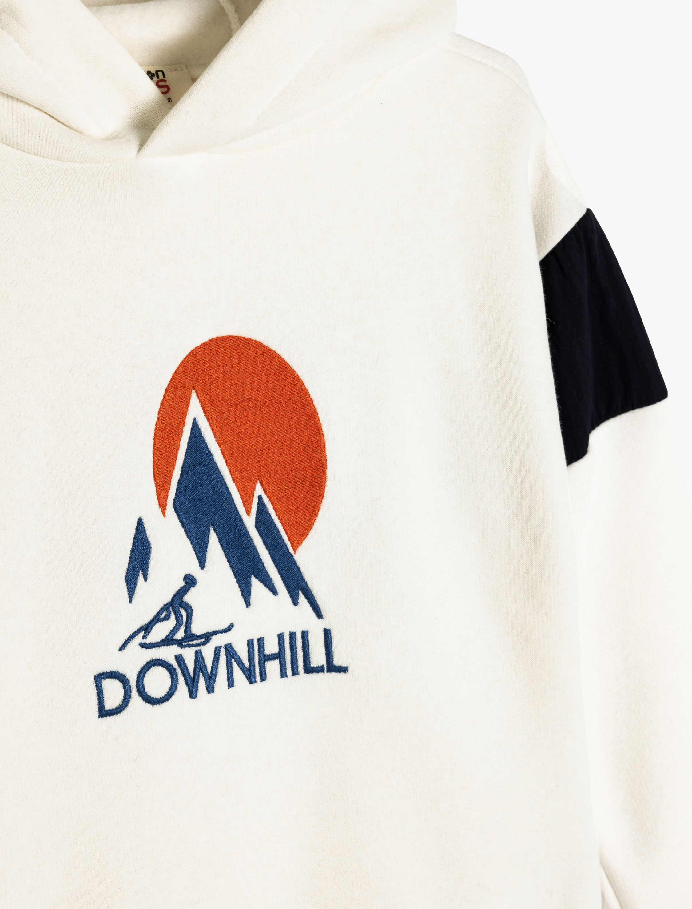  Erkek Çocuk Kapşonlu Sweatshirt Kayak Temalı Baskılı Uzun Kollu Şardonlu