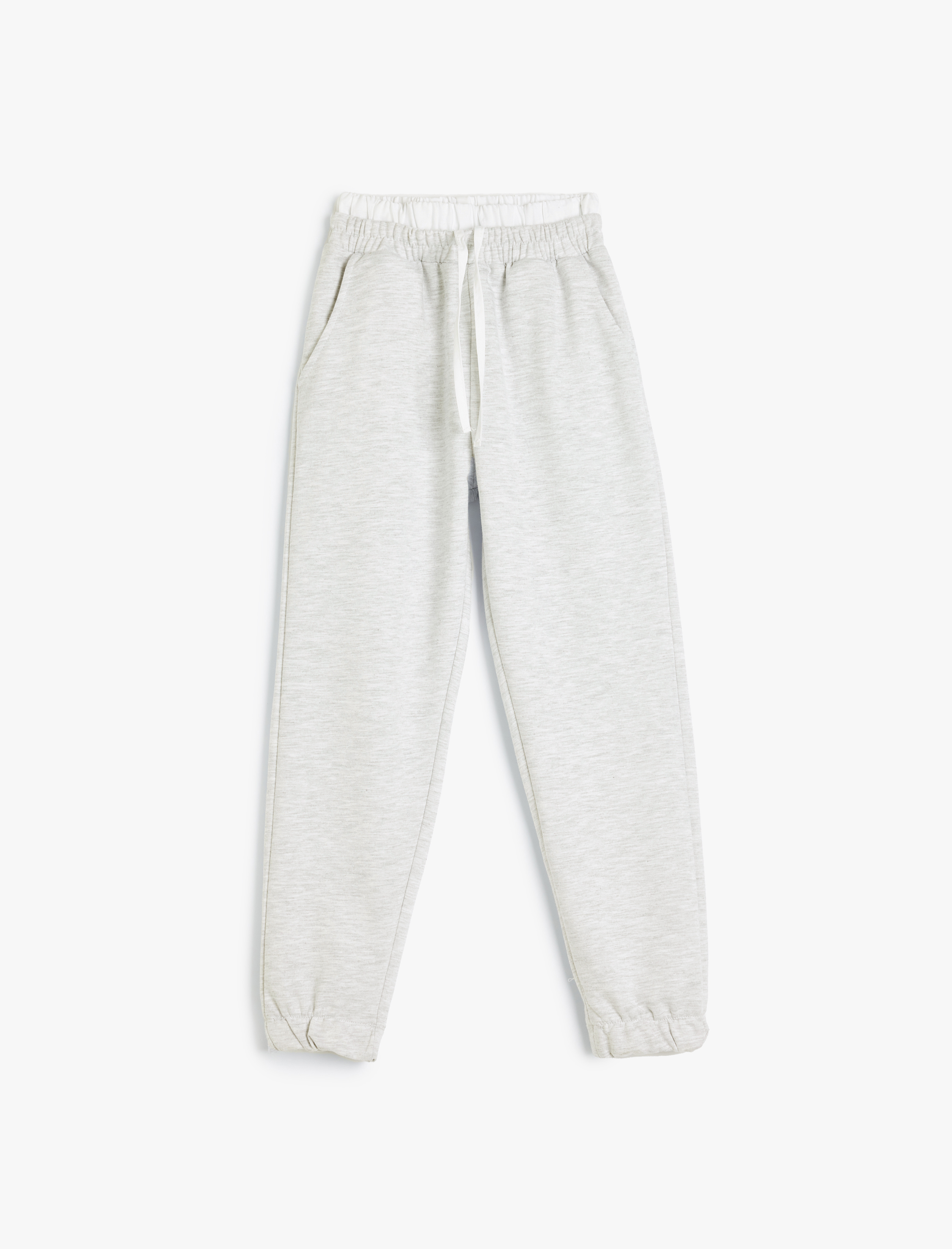  Kız Çocuk Basic Jogger Eşofman Altı Beli Lastikli Çift Bel Detaylı Şardonlu
