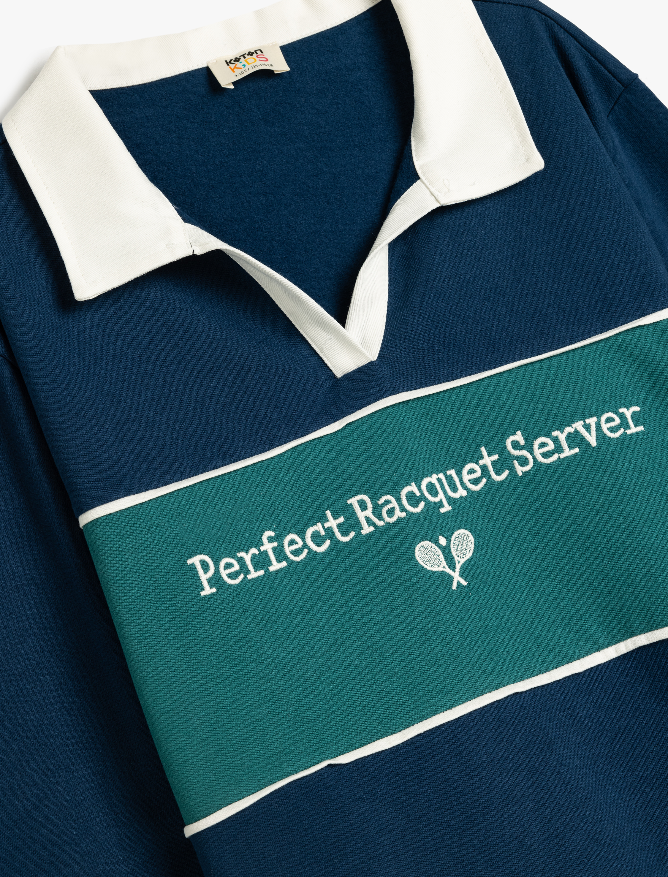  Erkek Çocuk Oversize Sweatshirt Polo Yaka Baskı Detaylı Uzun Kollu Şardonlu