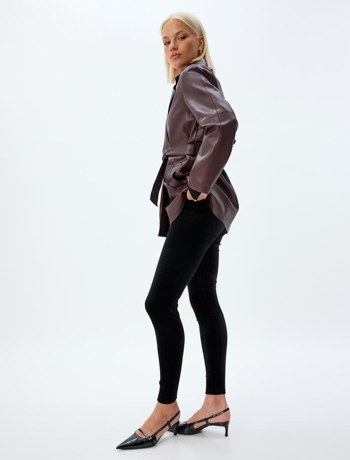  Kadife Tayt Standart Bel Slim Fit