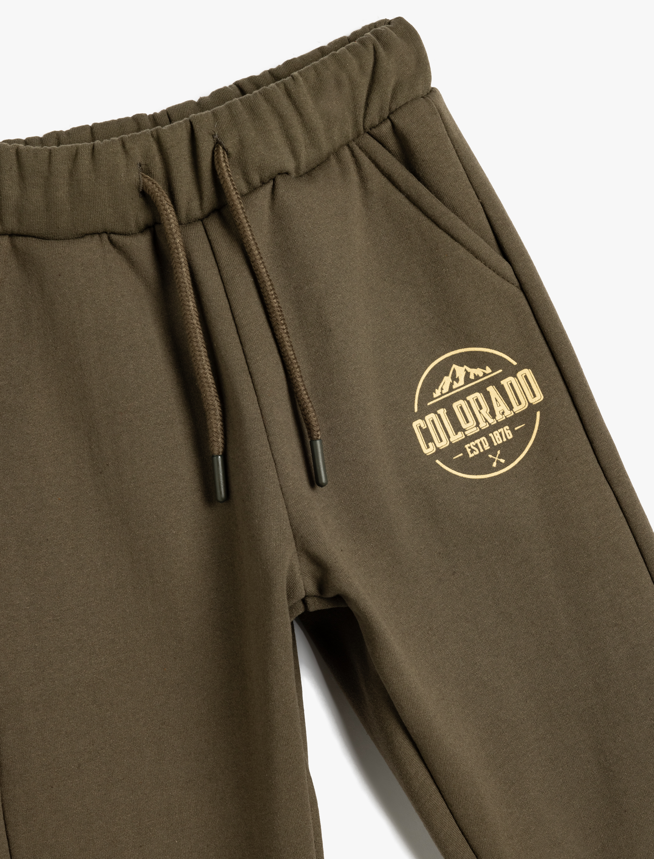  Erkek Çocuk Kolej Baskılı Cepli Beli Bağlamalı Şardonlu Jogger Eşofman Altı