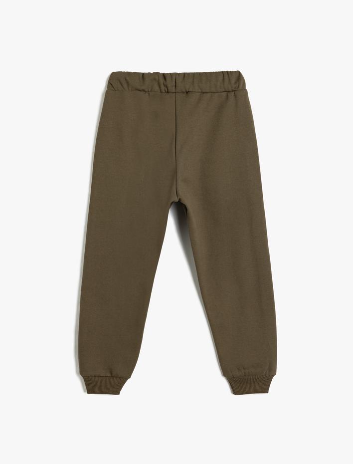 Erkek Çocuk Kolej Baskılı Cepli Beli Bağlamalı Şardonlu Jogger Eşofman Altı