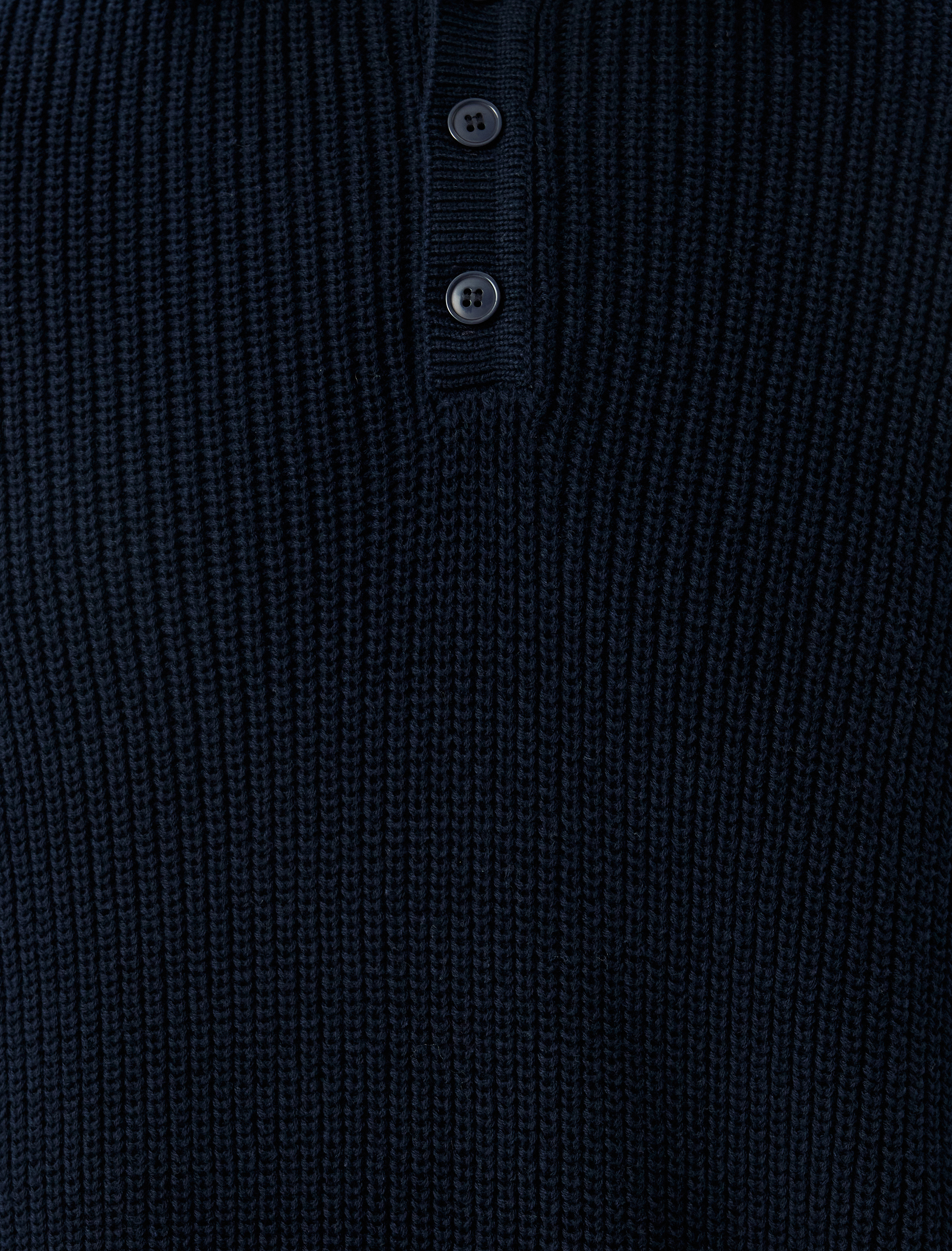   Kışlık Triko Kazak Polo Yaka Basic Düğmeli Pamuklu