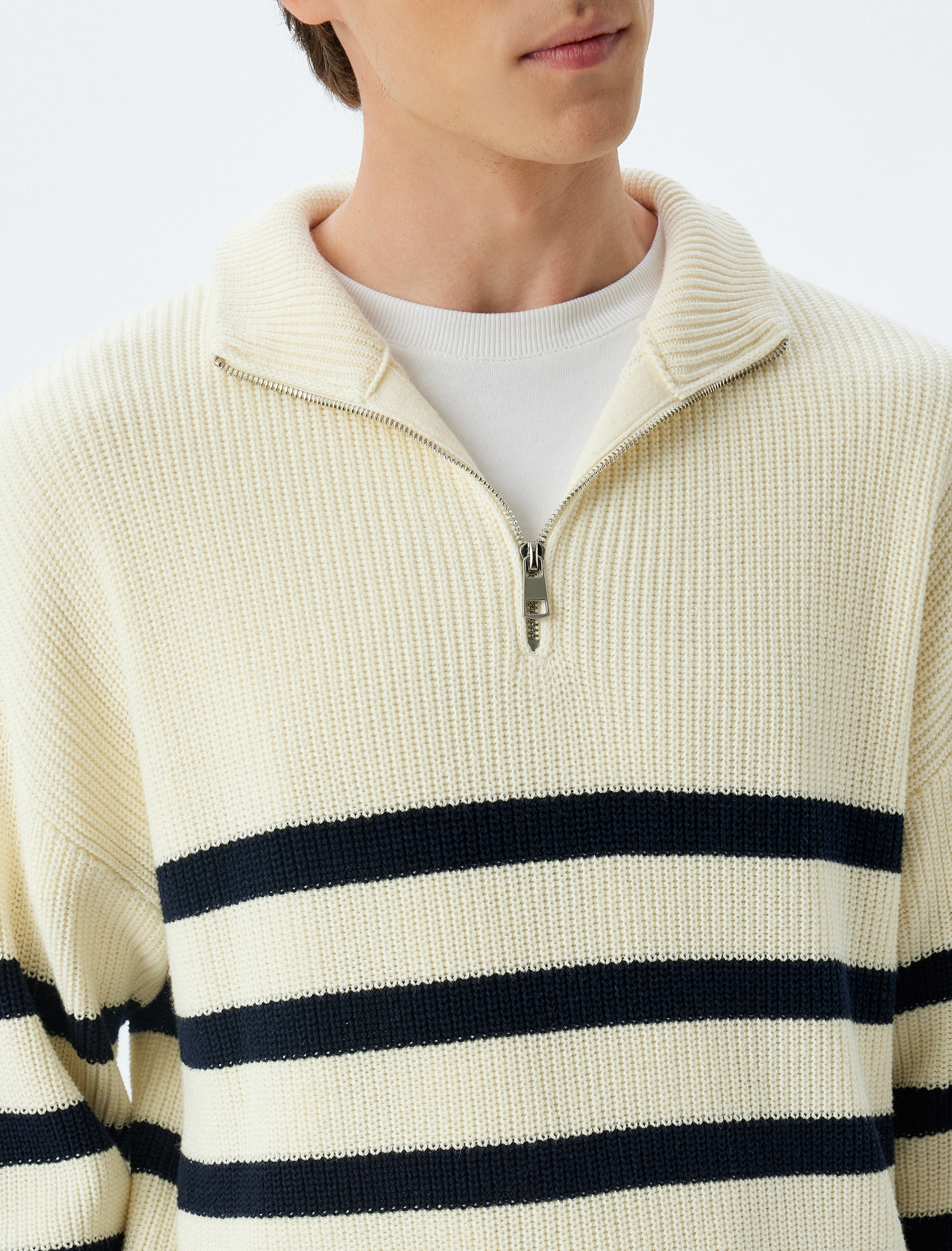   Kışlık Triko Kazak Fermuarlı Yaka Pamuklu