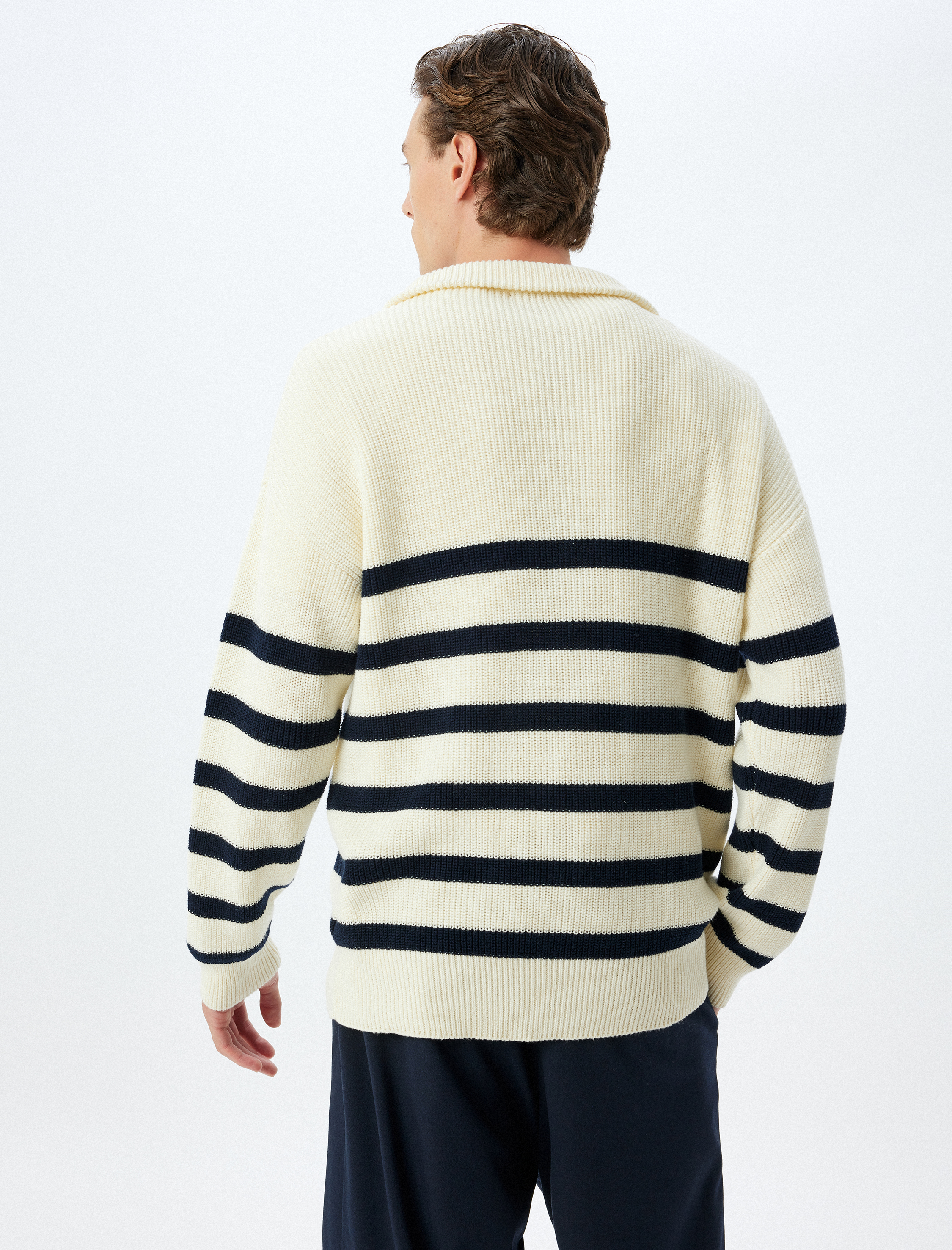   Kışlık Triko Kazak Fermuarlı Yaka Pamuklu