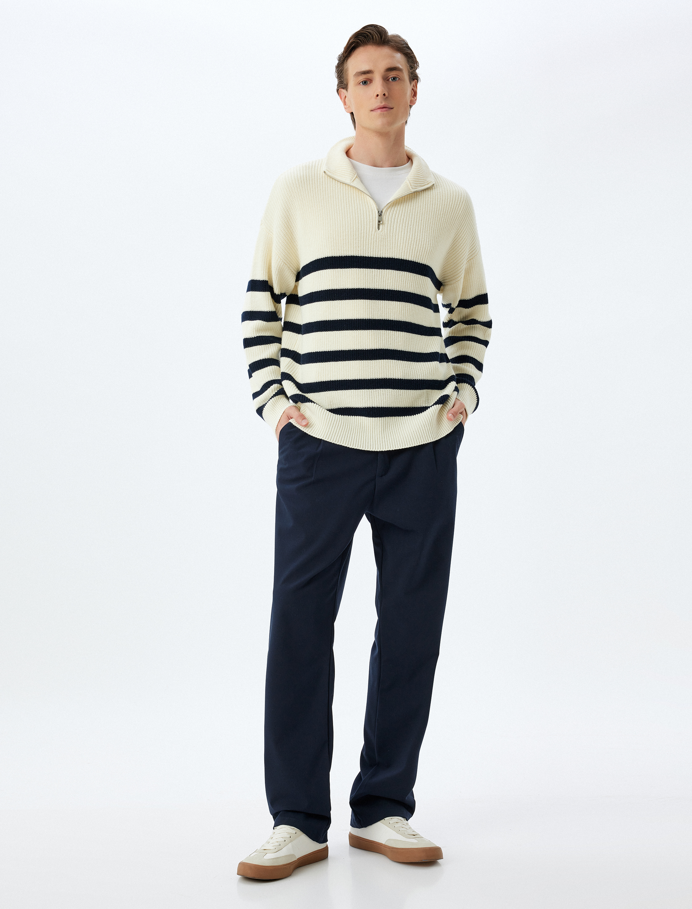   Kışlık Triko Kazak Fermuarlı Yaka Pamuklu