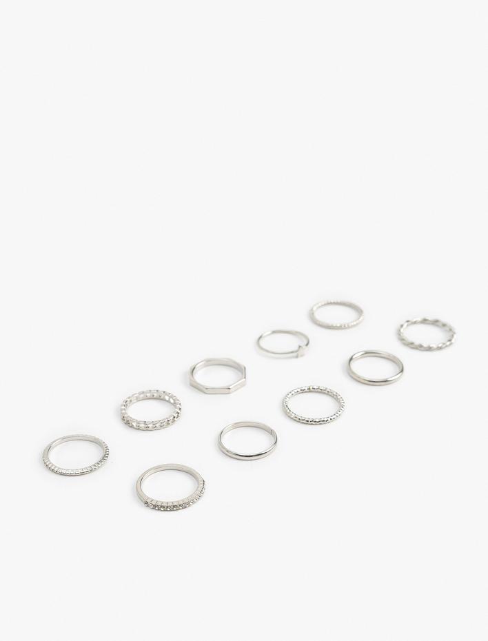 Kadın Yüzük Seti Çelik Karışımlı Taş Detaylı