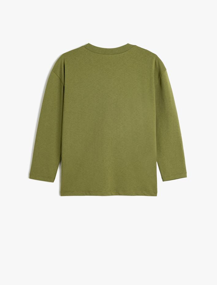 Erkek Çocuk Pamuklu Uzun Kollu Bisiklet Yaka Oversize Basic Tişört