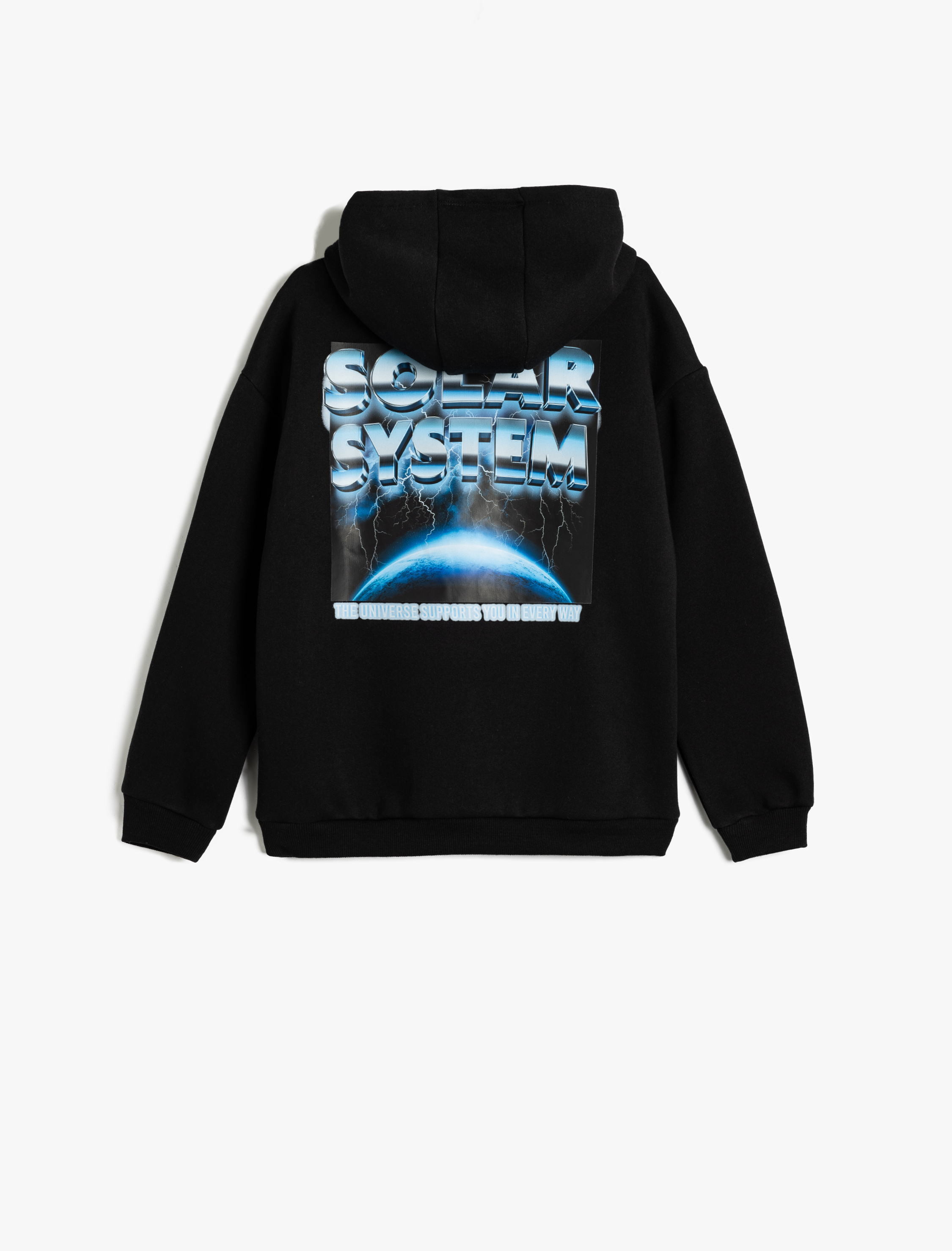  Erkek Çocuk Kapşonlu Sweatshirt Slogan Baskılı Uzun Kollu Şardonlu
