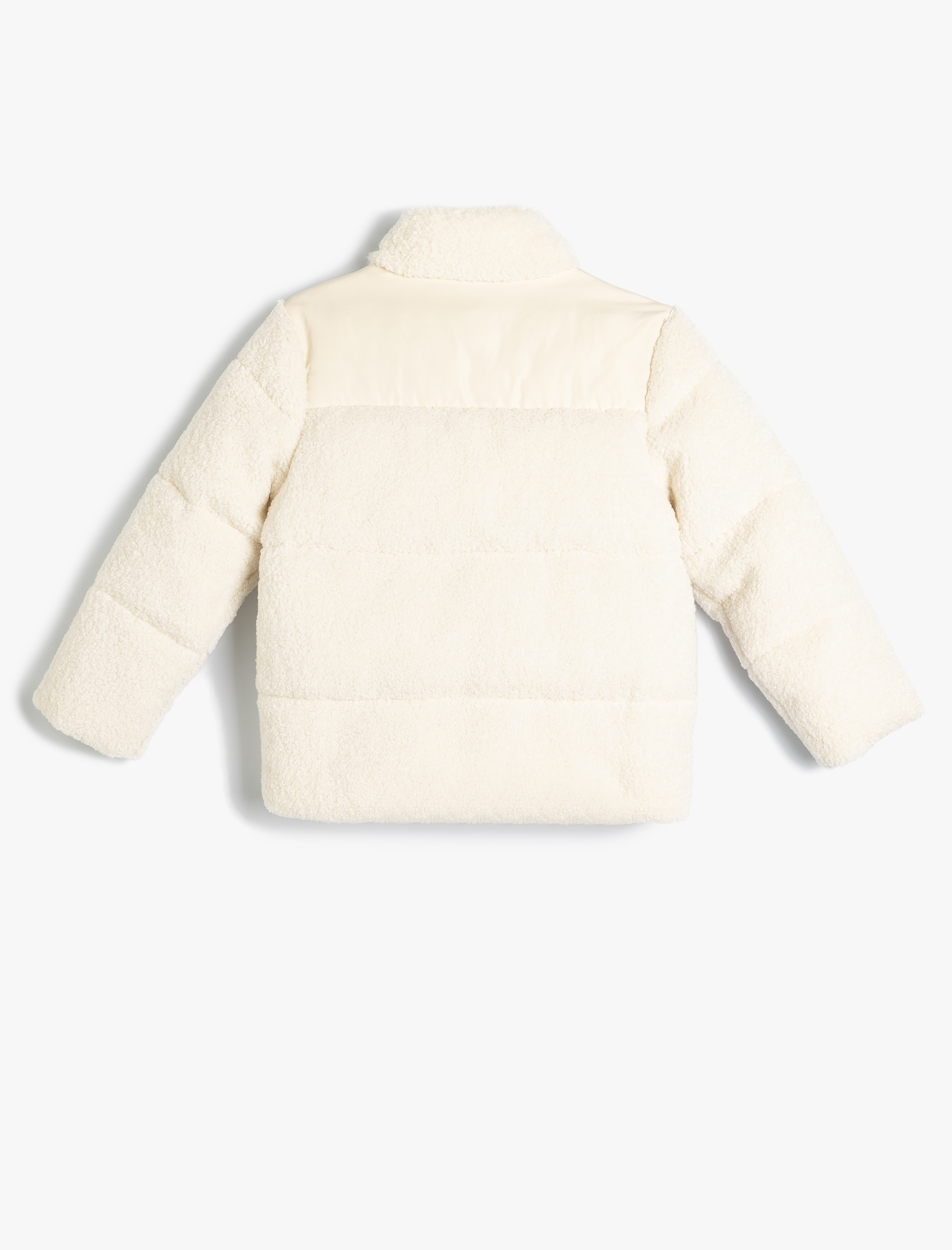  Kız Çocuk Peluş Ceket Dik Yaka Fermuarlı Cep Detaylı