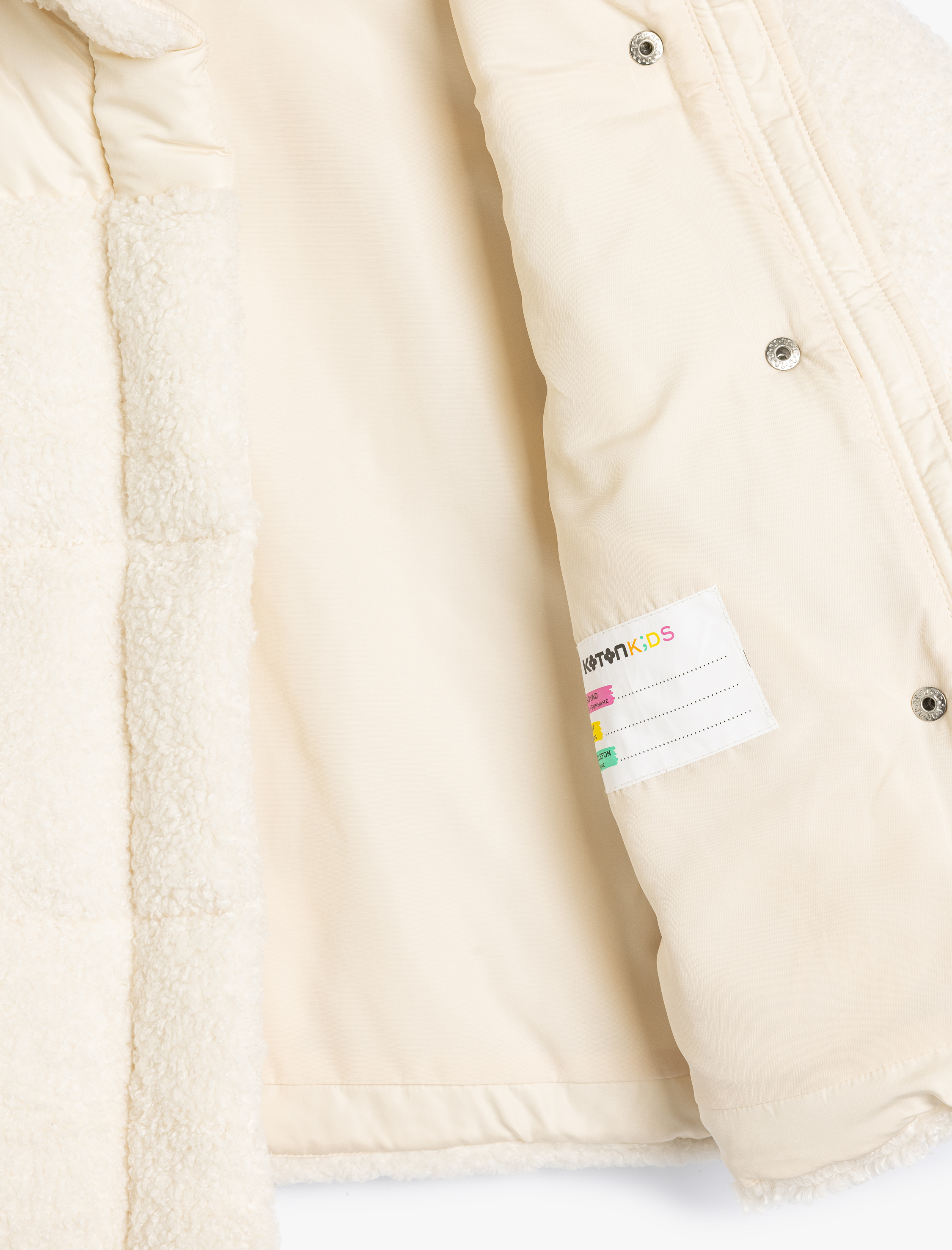  Kız Çocuk Peluş Ceket Dik Yaka Fermuarlı Cep Detaylı