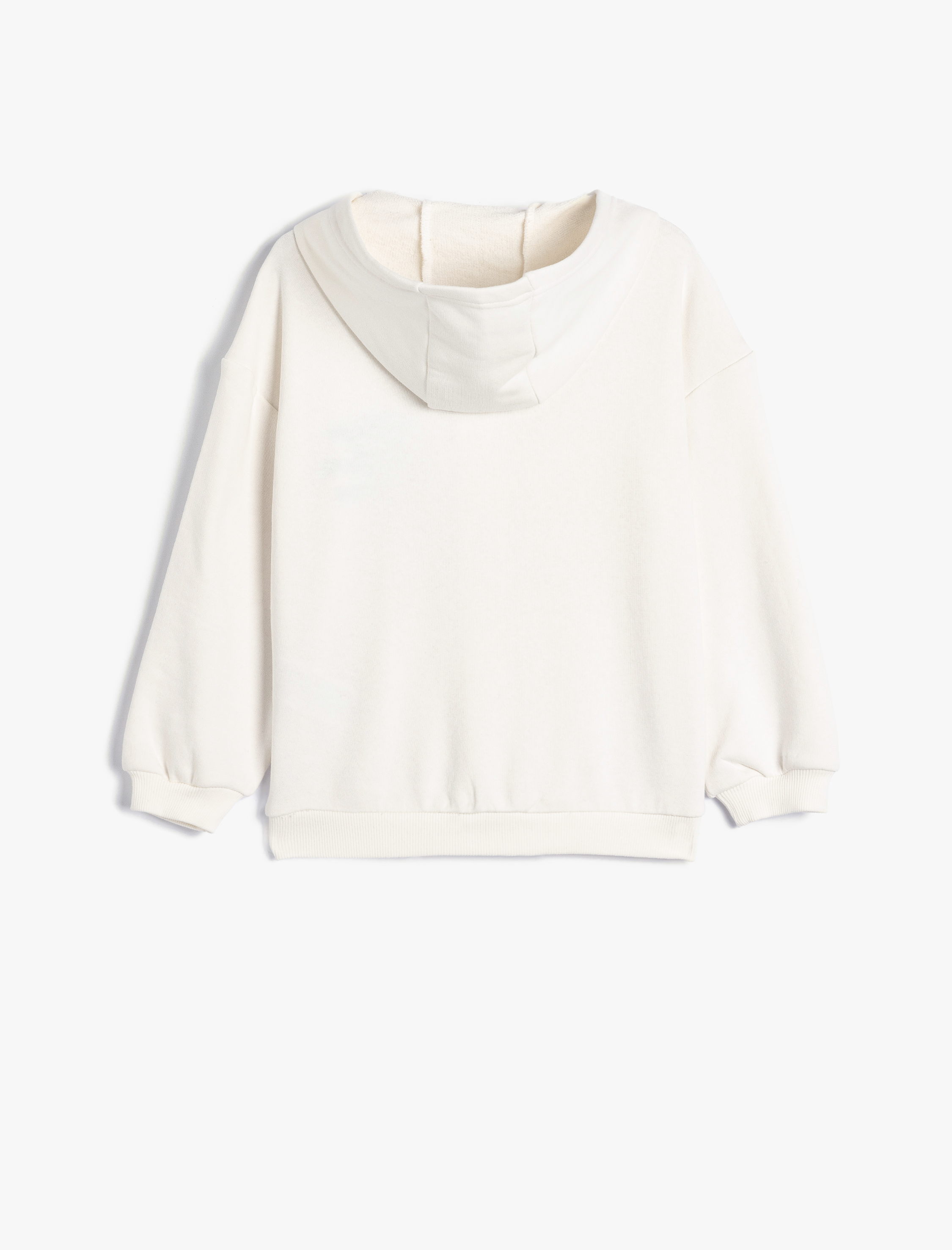  Kız Çocuk Fermuarlı Sweatshirt Kapşonlu İşleme Detaylı Pamuklu Kanguru Cepli