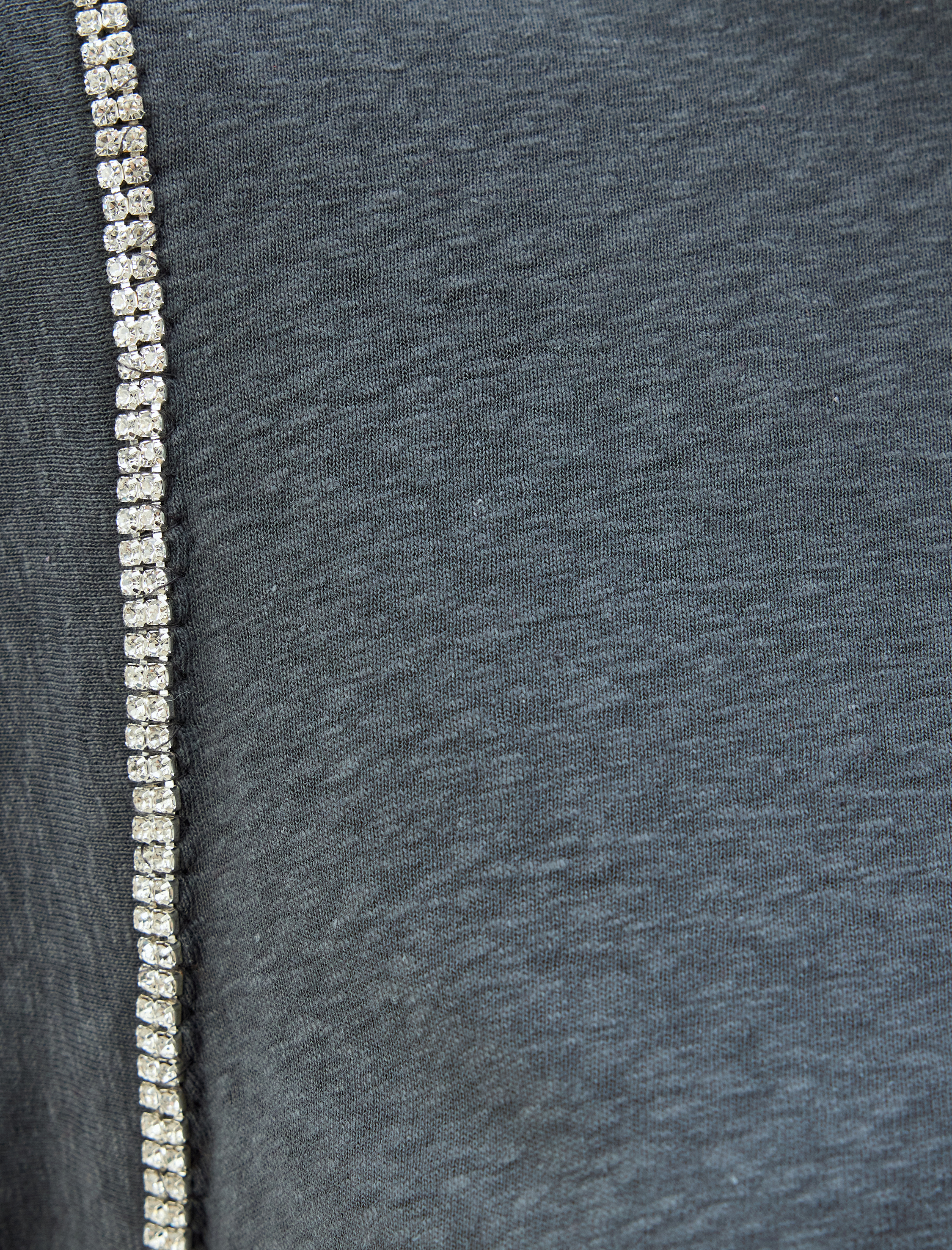   Taşlı Kolsuz Tişört Yuvarlak Yaka Drape Detaylı