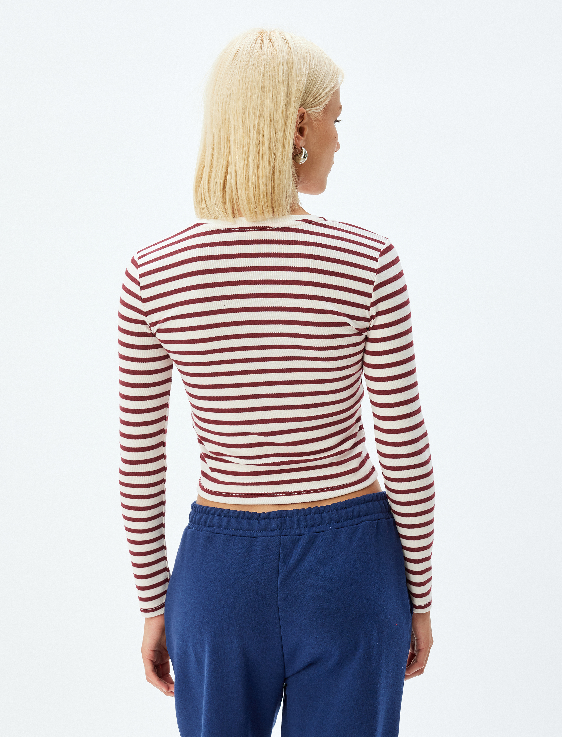   Uzun Kollu Basic Body Bisiklet Yaka Penye