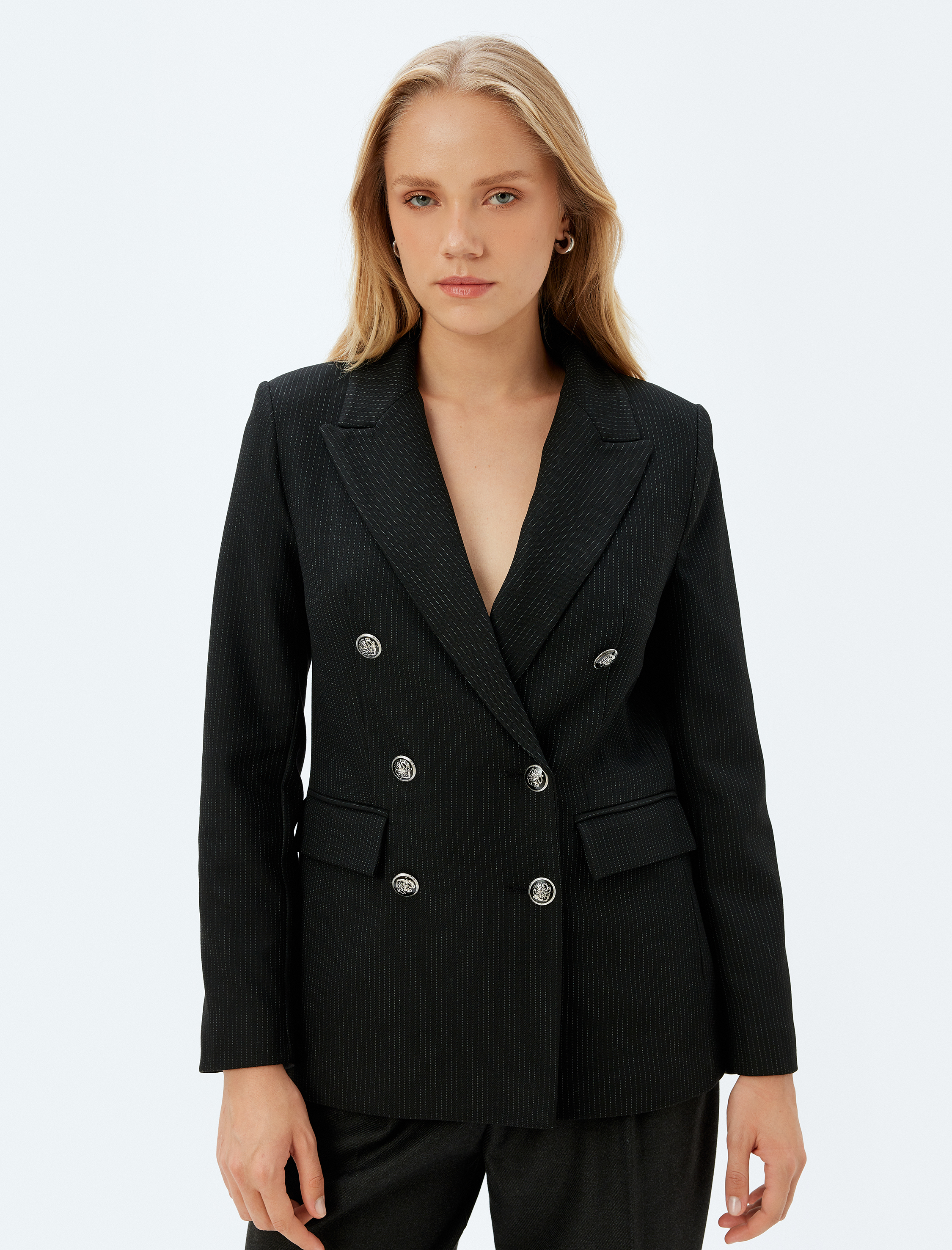   Kruvaze Blazer Ceket Kapaklı Cep Detaylı Regular Fit