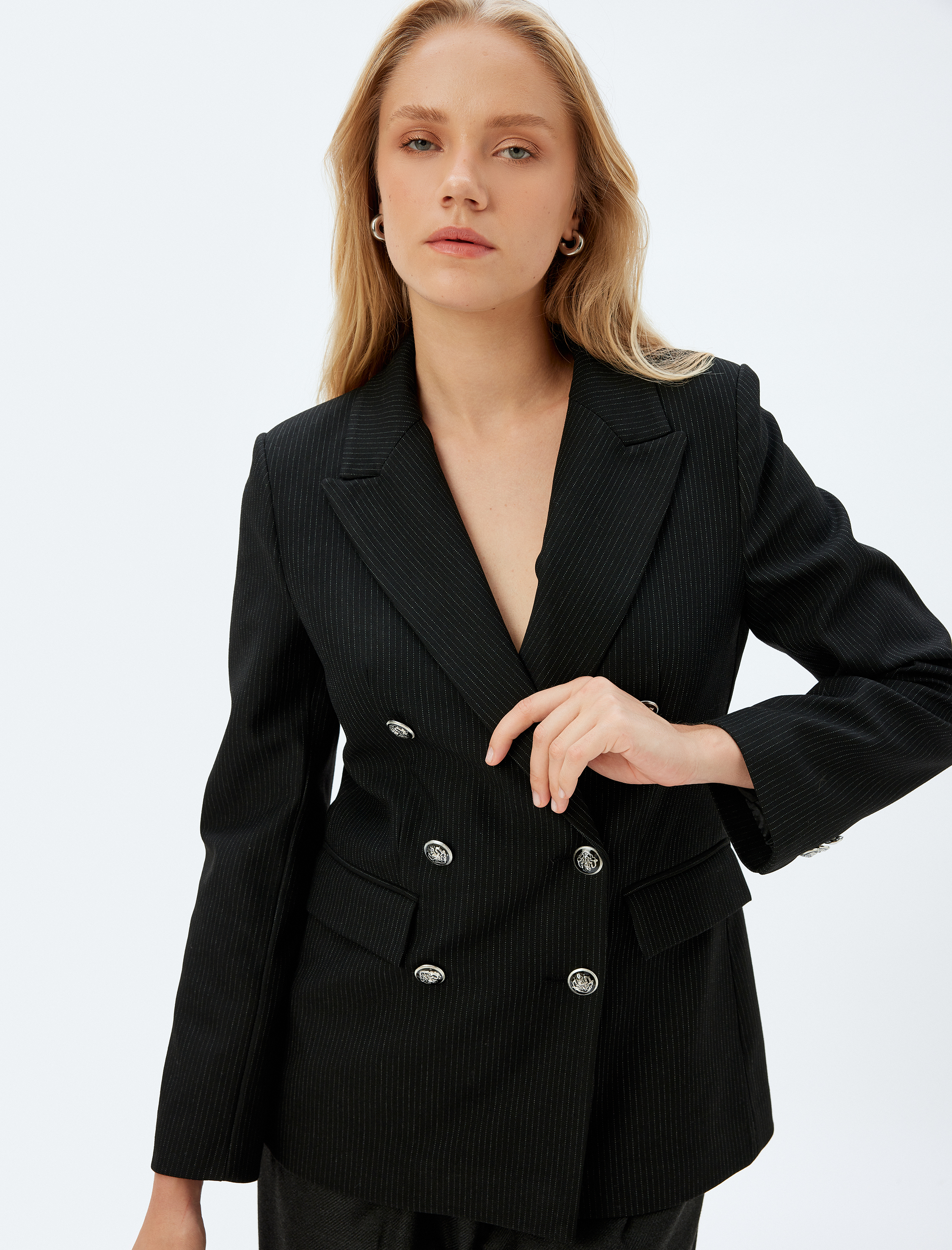   Kruvaze Blazer Ceket Kapaklı Cep Detaylı Regular Fit