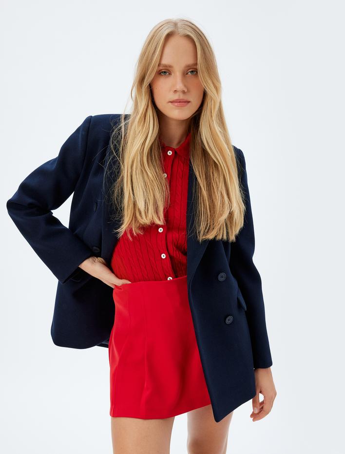  Standart Bel Mini Pileli Şort Etek