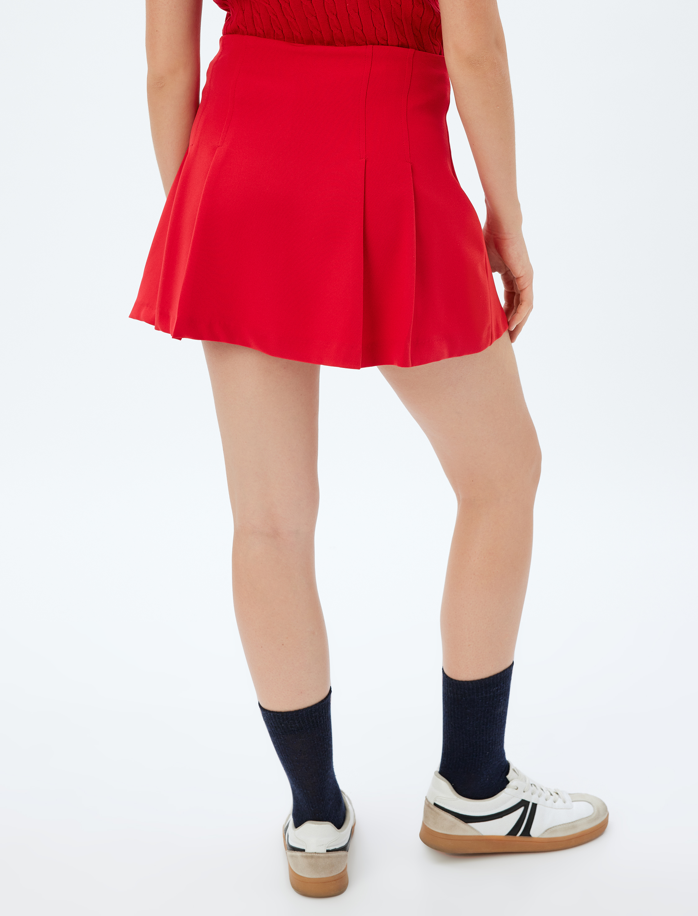 Standart Bel Mini Pileli Şort Etek