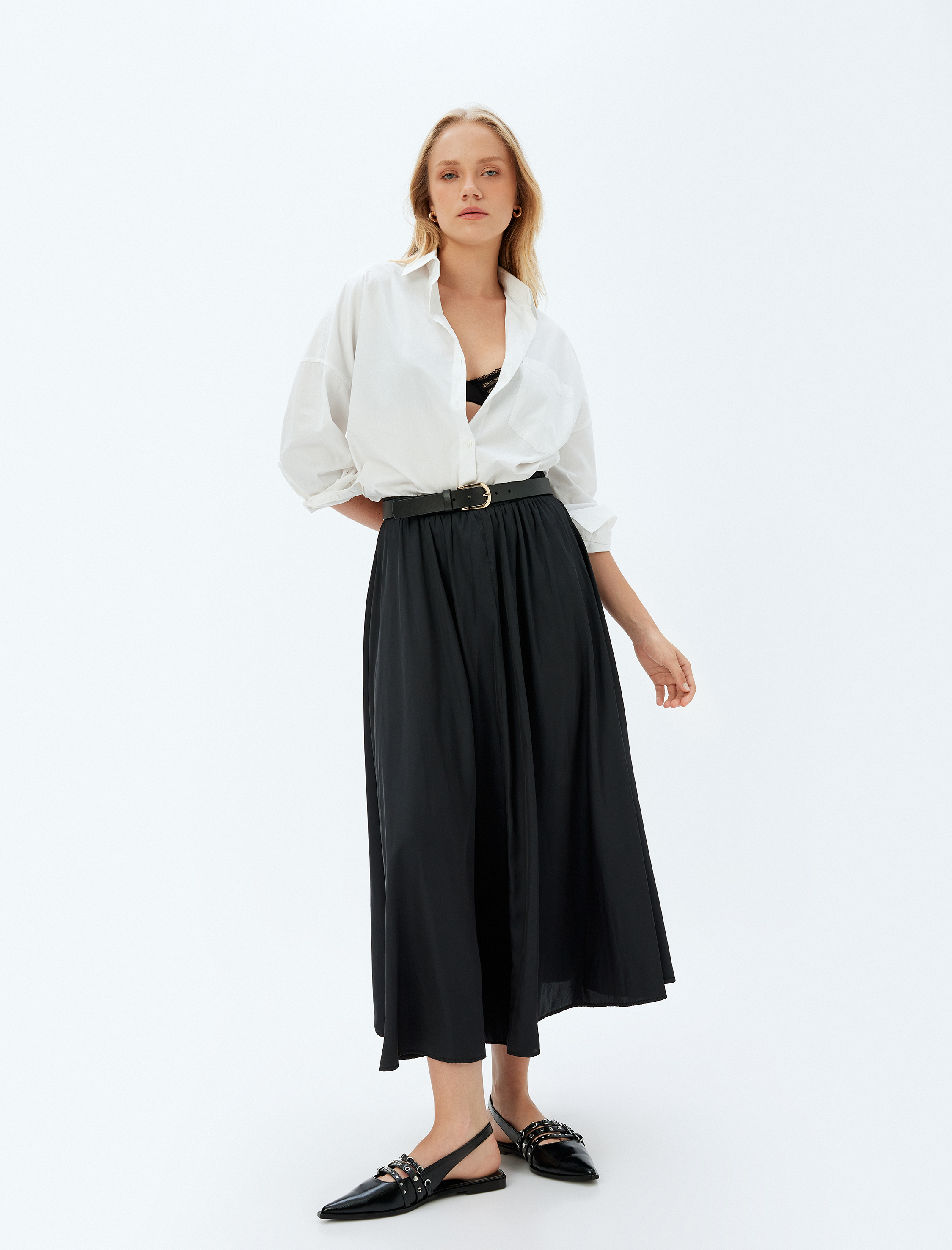   Uzun Kloş Etek Bol Kalıp Standart Bel