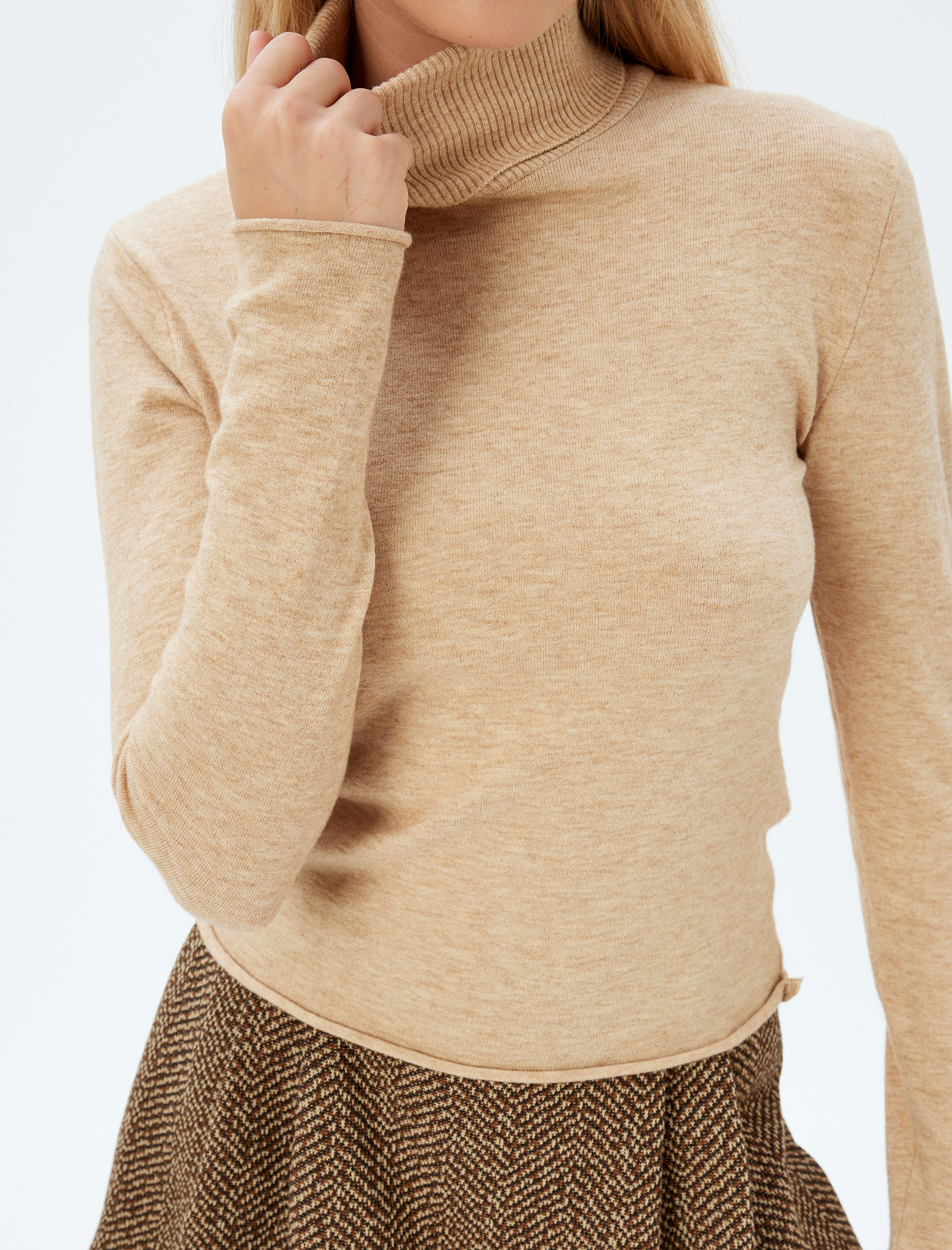   Balıkçı Yaka Triko Kazak Uzun Kollu Slim Fit