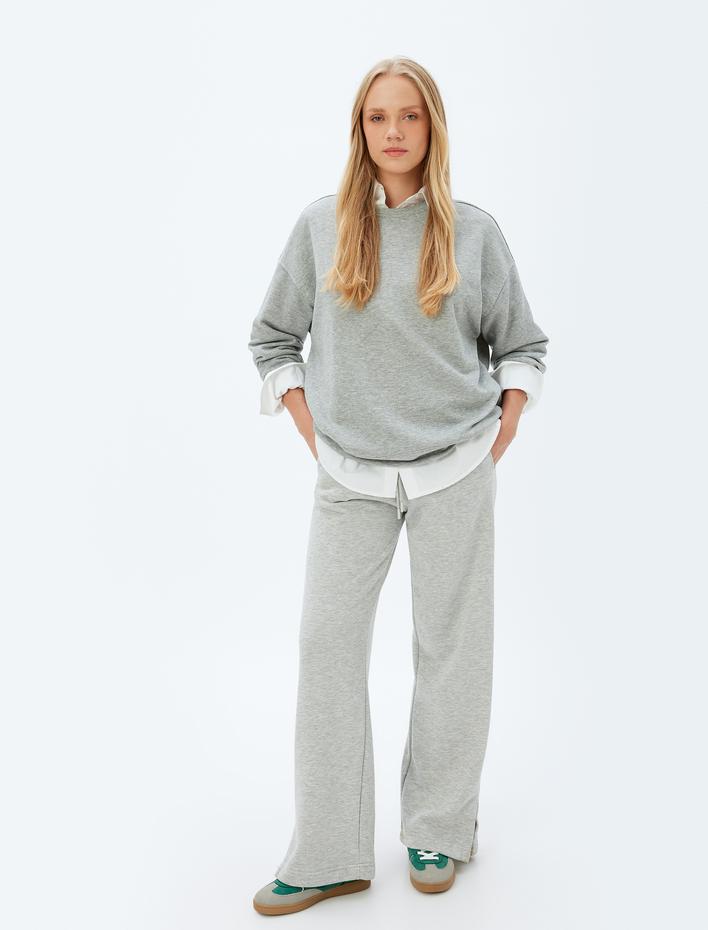  Basic Sweatshirt Bisiklet Yaka Uzun Kollu Rahat Kalıp