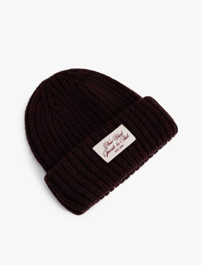 Kadın Lastikli Örgü Bere Kenarları Katlı Etiket Detaylı