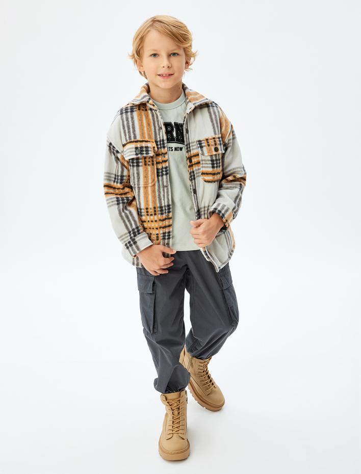 Erkek Çocuk Gömlek Ceket Uzun Kollu Kapaklı Cep Detaylı