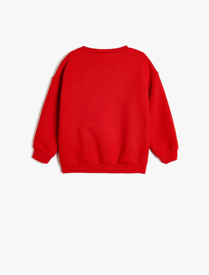  Erkek Bebek Sweatshirt Yılbaşı Temalı Baskı Detaylı Uzun Kollu Pamuklu Şardonlu