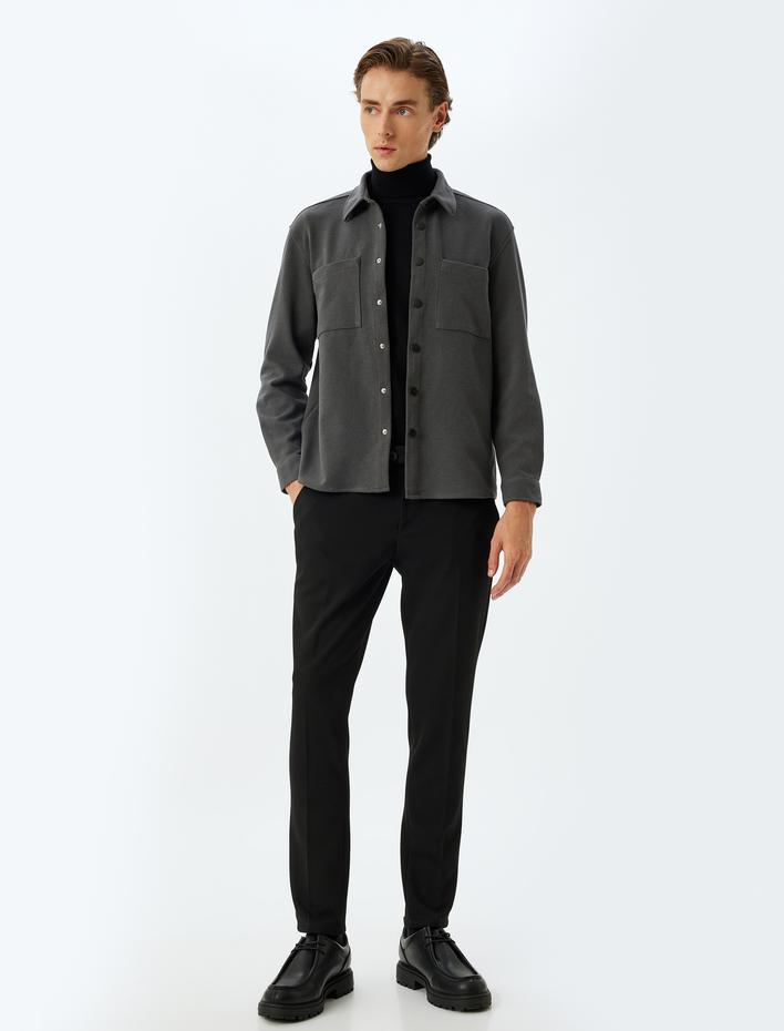  Gömlek Ceket Cepli Çıtçıt Düğme Detaylı Pamuk Karışımlı