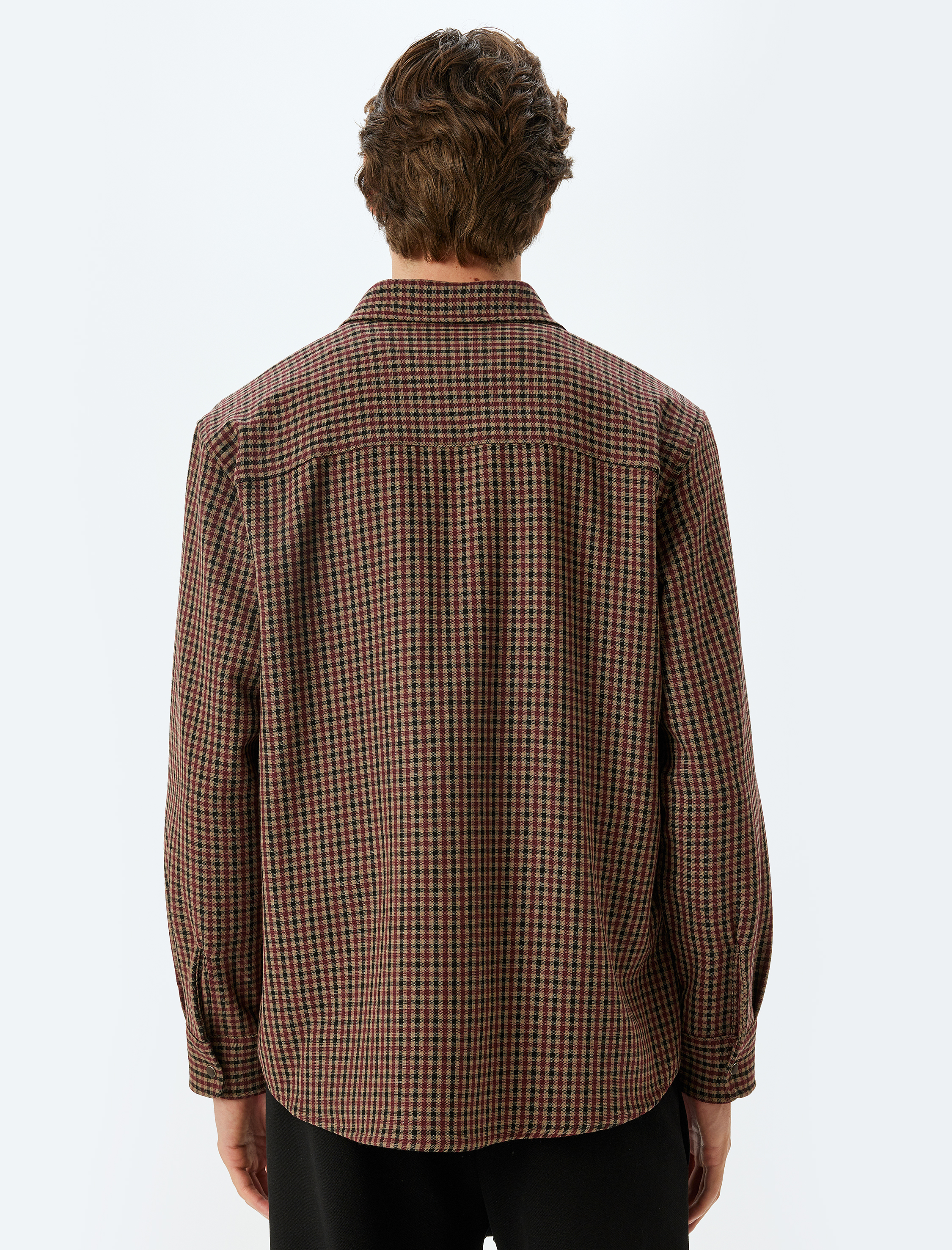   Uzun Kollu Gömlek Çıtçıt Düğme Detaylı Cepli Viskon Karışımlı Regular Fit