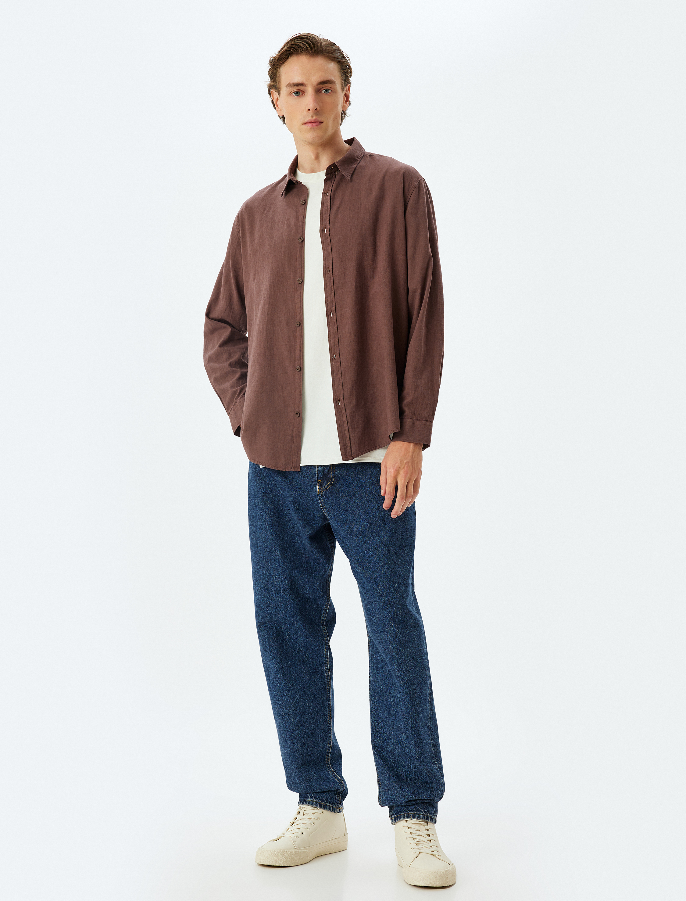   Basic Gömlek Uzun Kollu Düğmeli Pamuklu Regular Fit