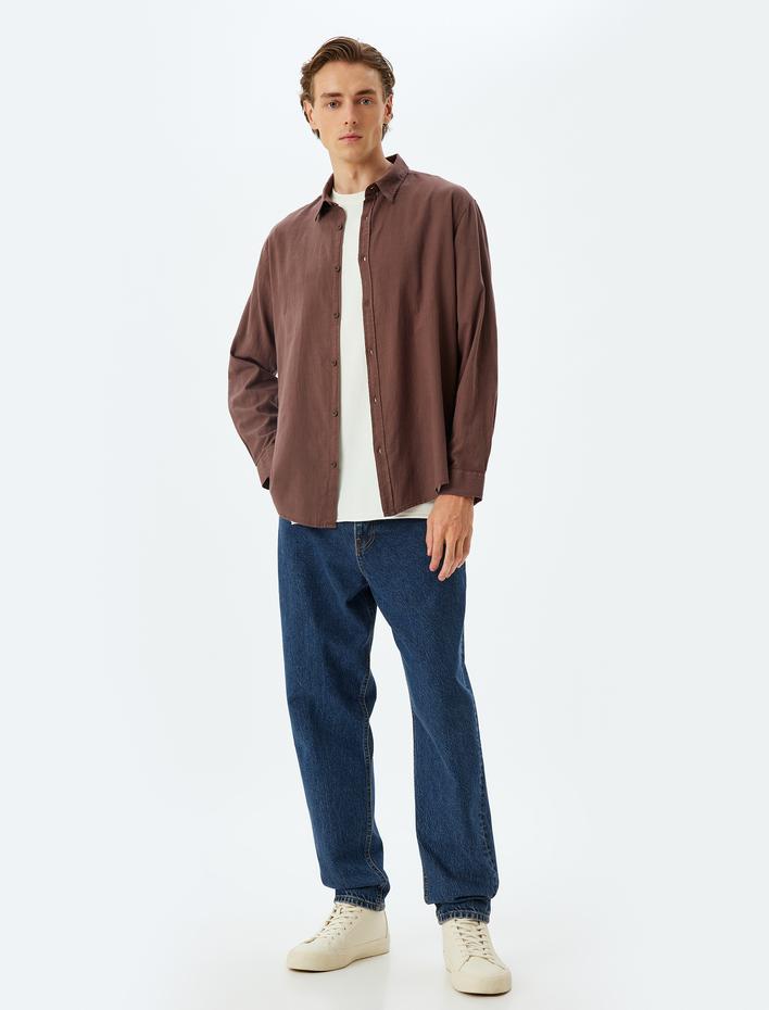  Basic Gömlek Uzun Kollu Düğmeli Pamuklu Regular Fit