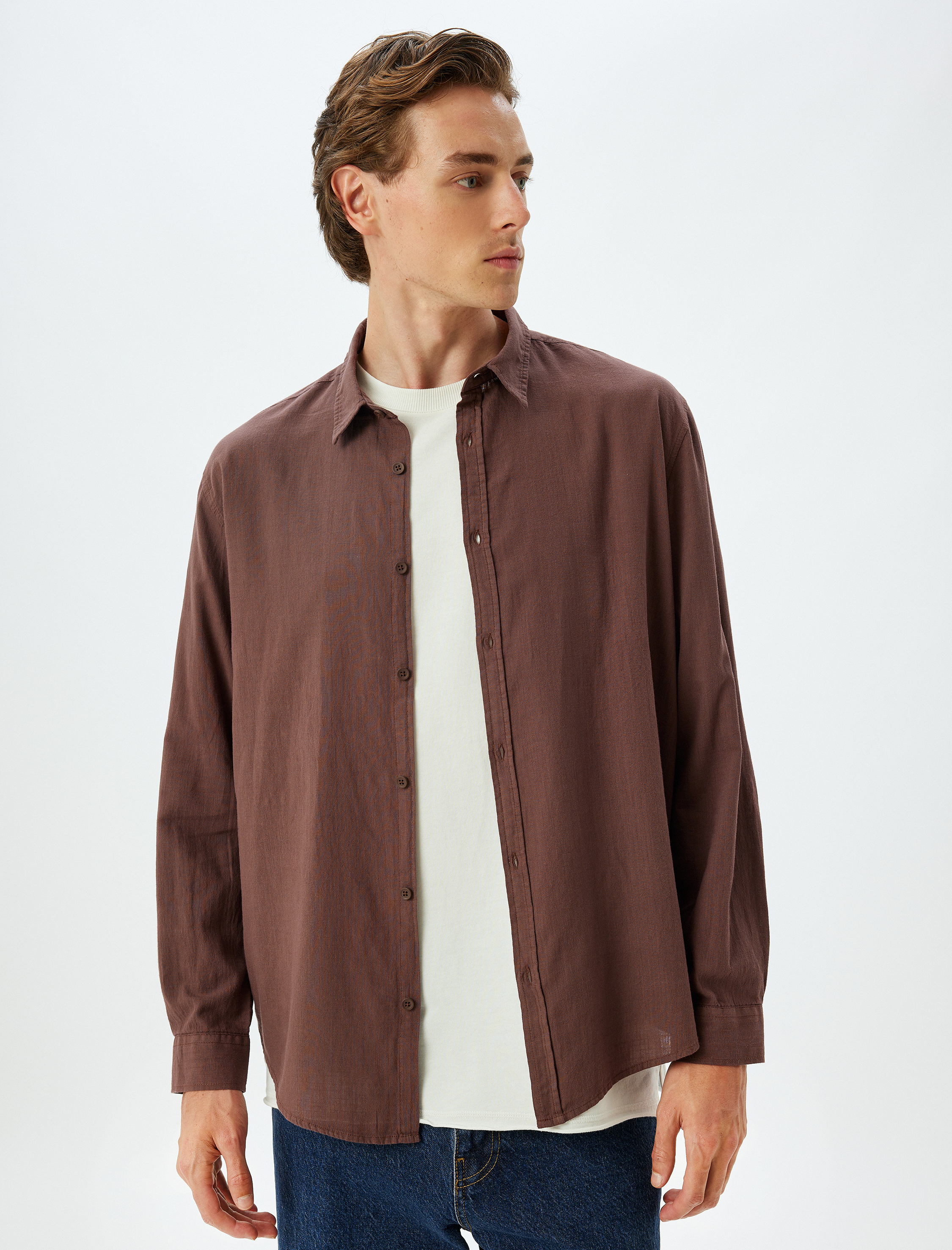   Basic Gömlek Uzun Kollu Düğmeli Pamuklu Regular Fit