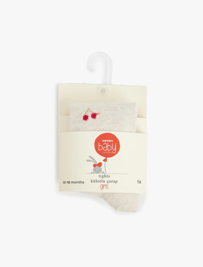 Kız Bebek Külotlu Çorap Kiraz Desenli