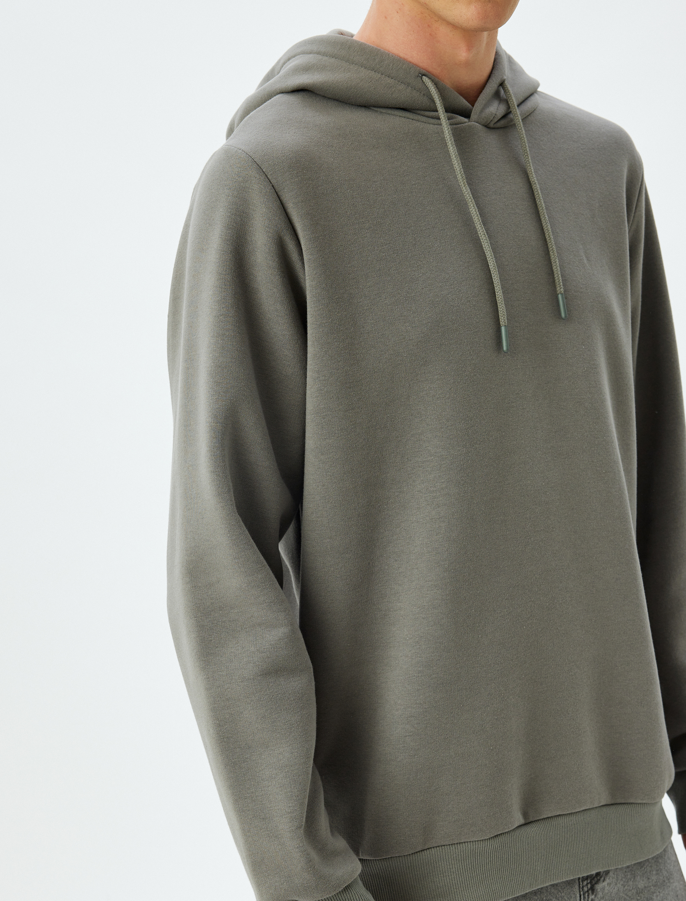   Şardonlu Pamuk Karışımlı Basic Kapşonlu Sweatshirt