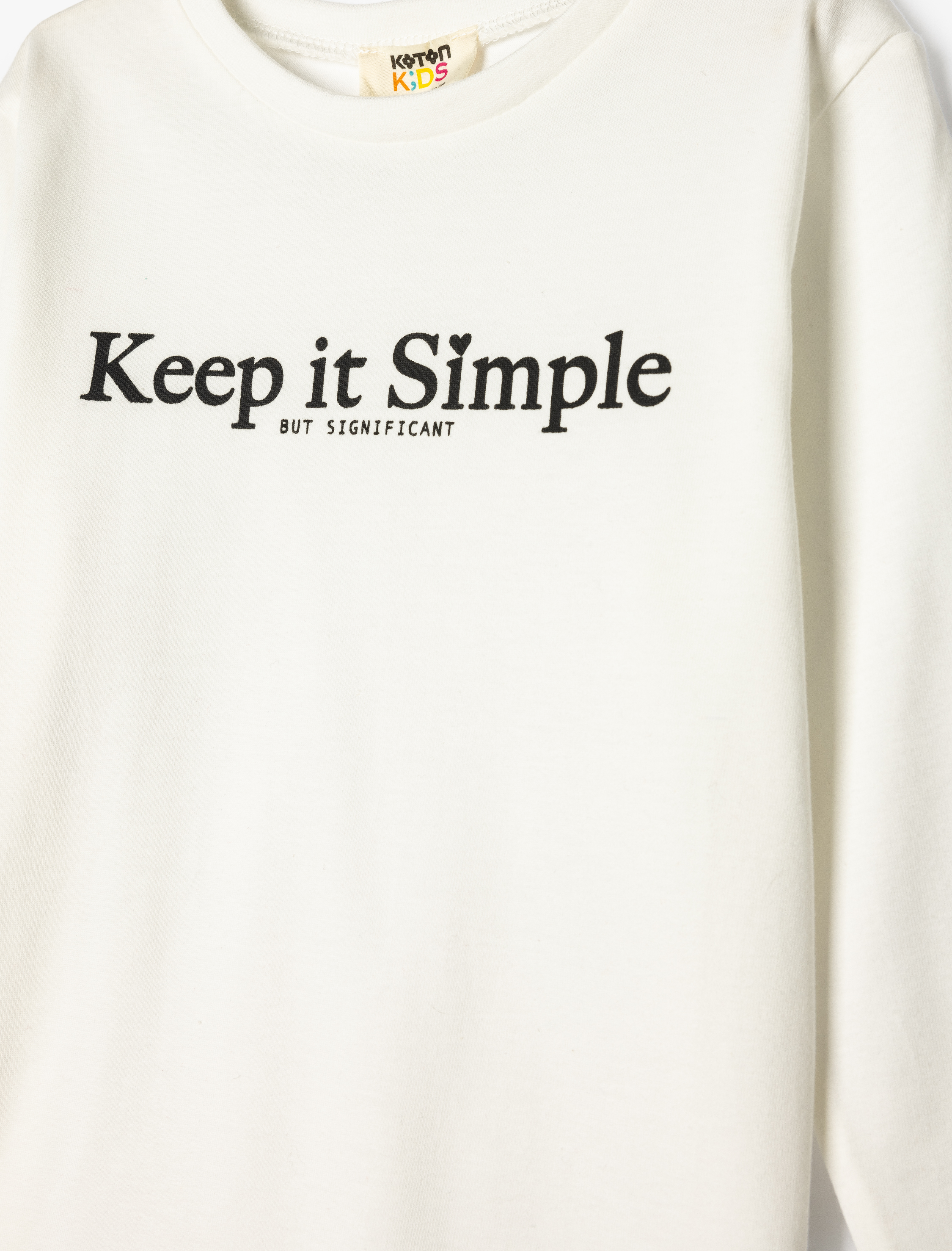  Kız Çocuk Tişört Slogan Baskılı Uzun Kollu Bisiklet Yaka Pamuklu