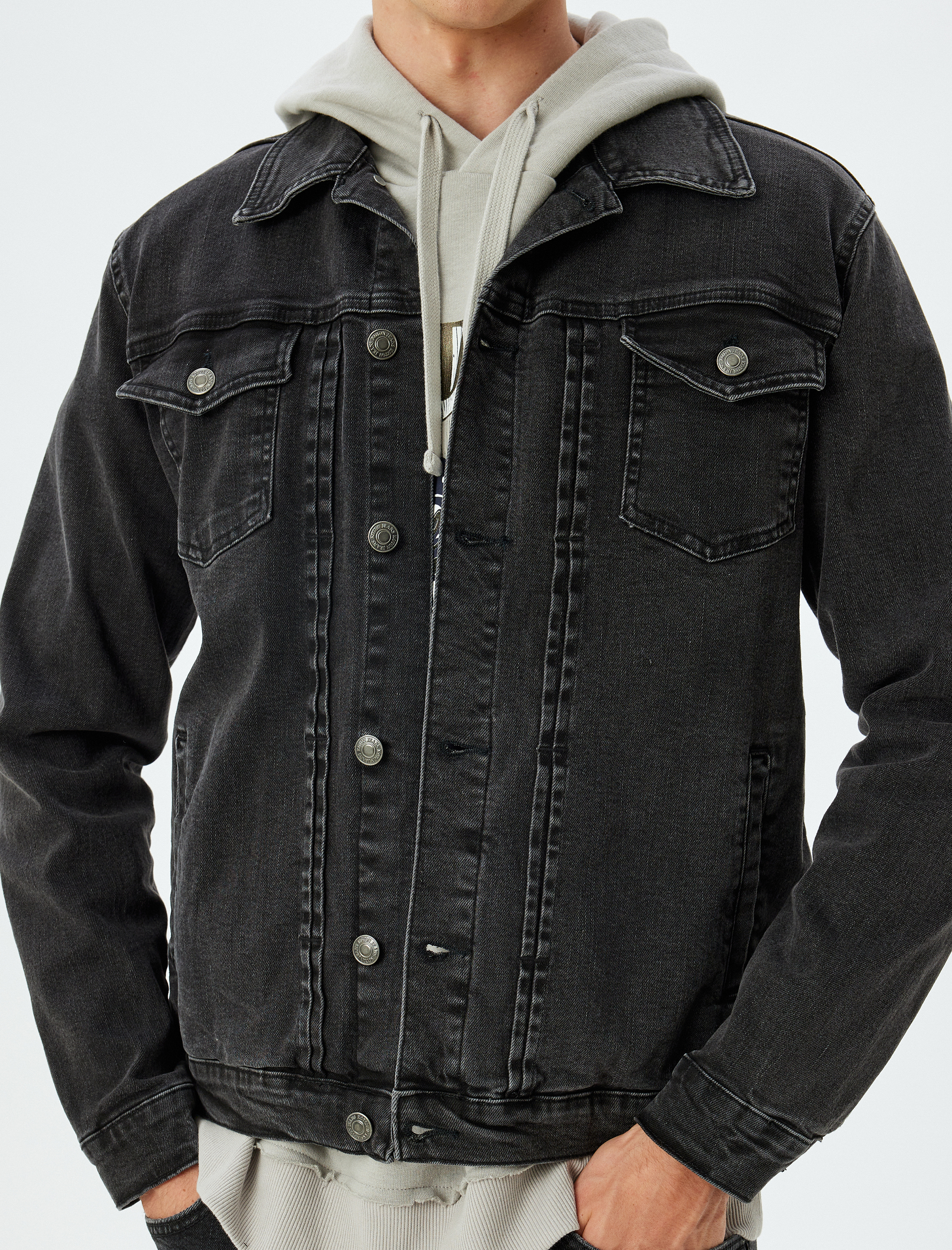   Oversize Kot Ceket Kapaklı Cep Detaylı Pamuklu