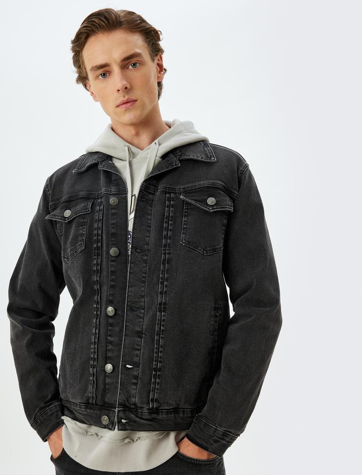  Oversize Kot Ceket Kapaklı Cep Detaylı Pamuklu