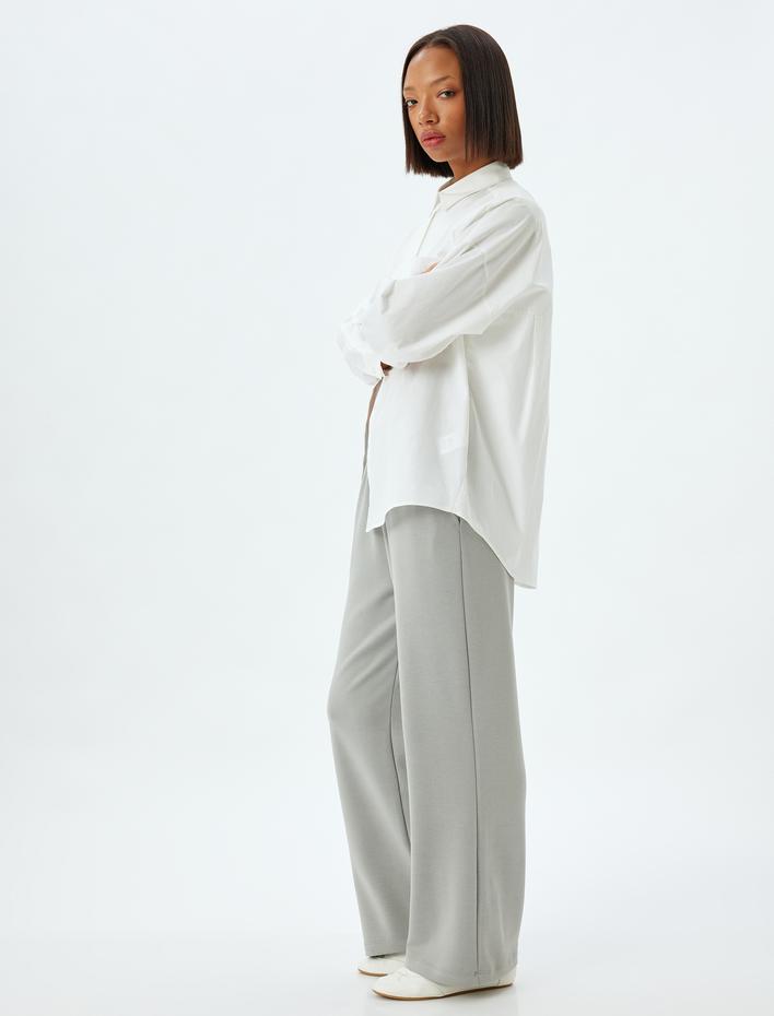  Bol Paça Eşofman Altı Modal Kumaş Beli Lastikli Cepli Rahat Kalıp