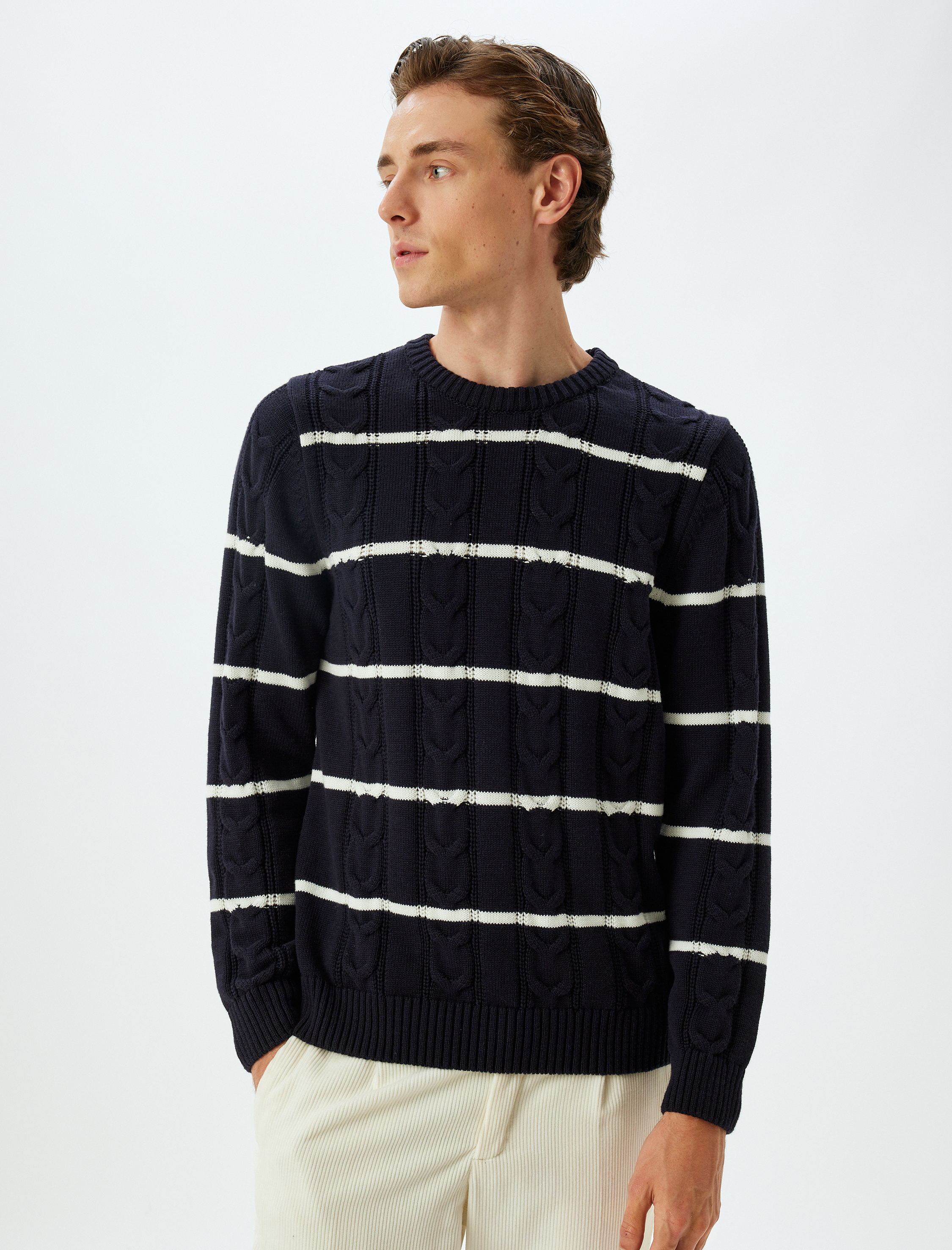   Kışlık Triko Kazak Dokulu Bisiklet Yaka Pamuk Karışımlı