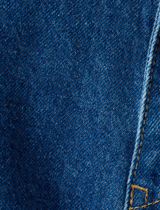 Mom Kot Pantolon Yüksek Bel Düğmeli Cepli Pamuklu - Mom Fit Jean_5