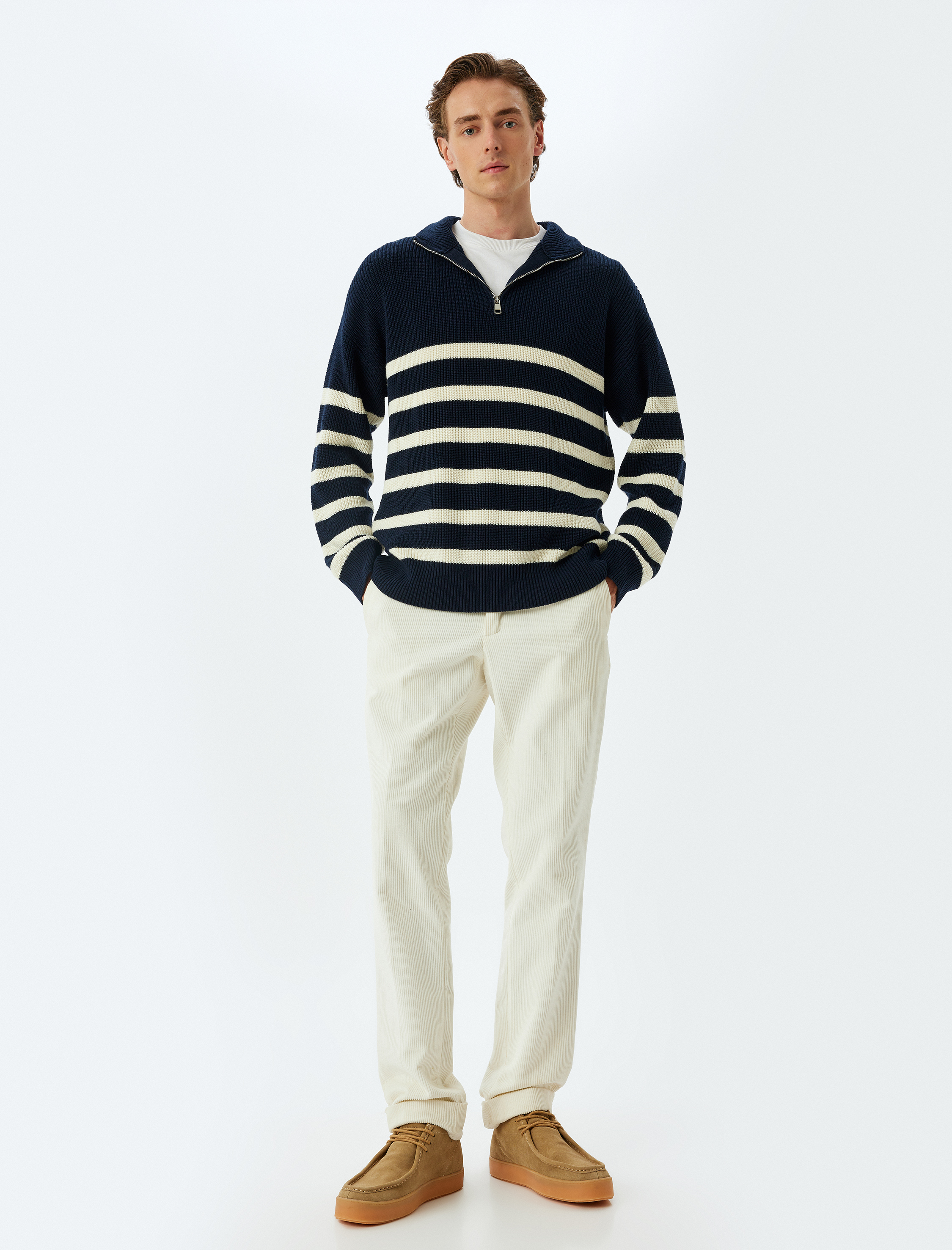   Kışlık Triko Kazak Fermuarlı Yaka Pamuklu