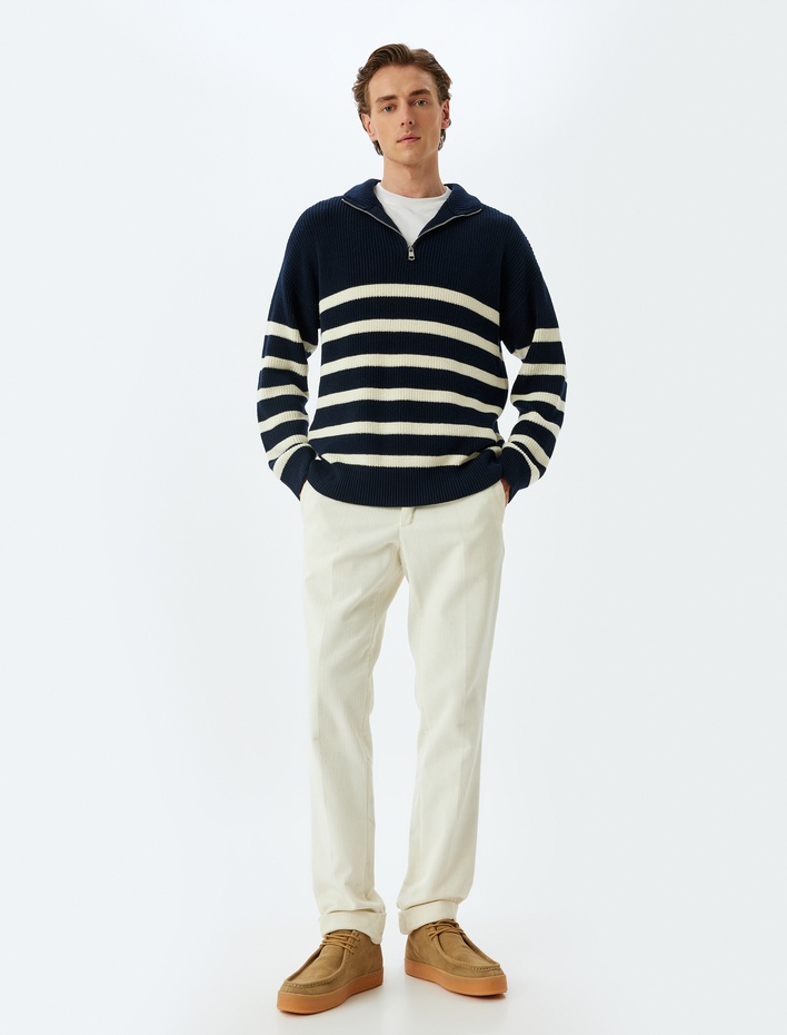  Kışlık Triko Kazak Fermuarlı Yaka Pamuklu