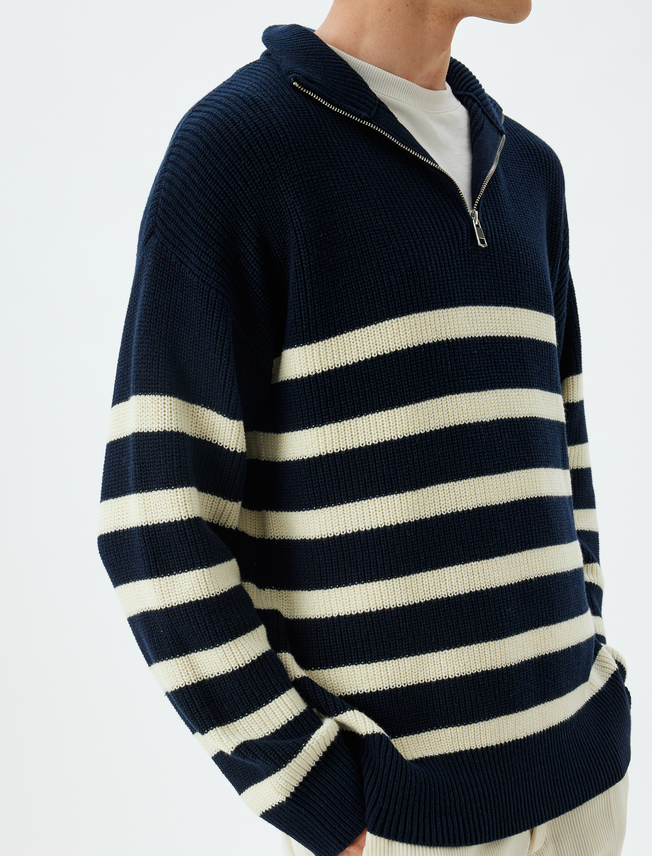   Kışlık Triko Kazak Fermuarlı Yaka Pamuklu