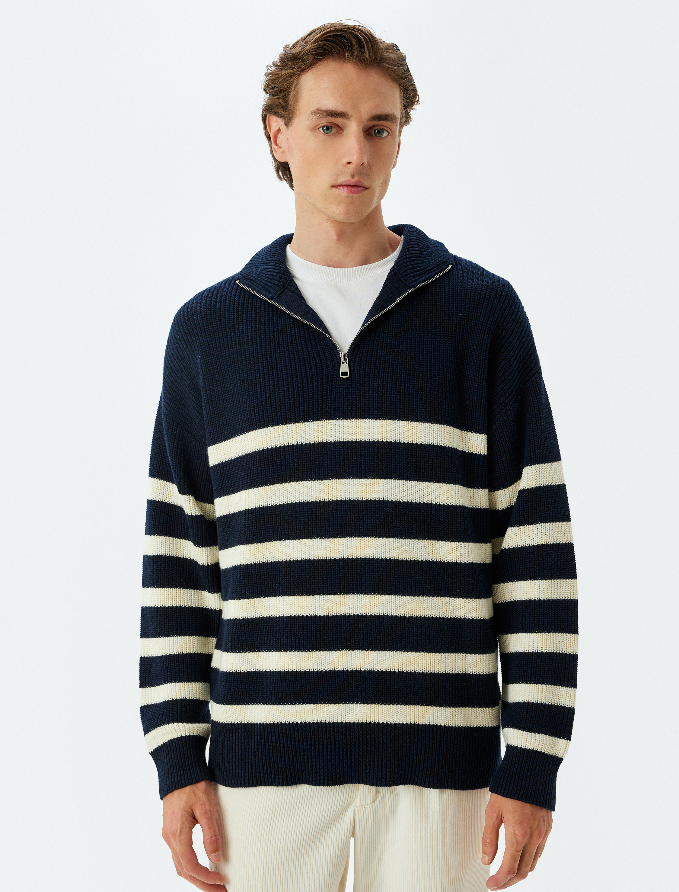   Kışlık Triko Kazak Fermuarlı Yaka Pamuklu