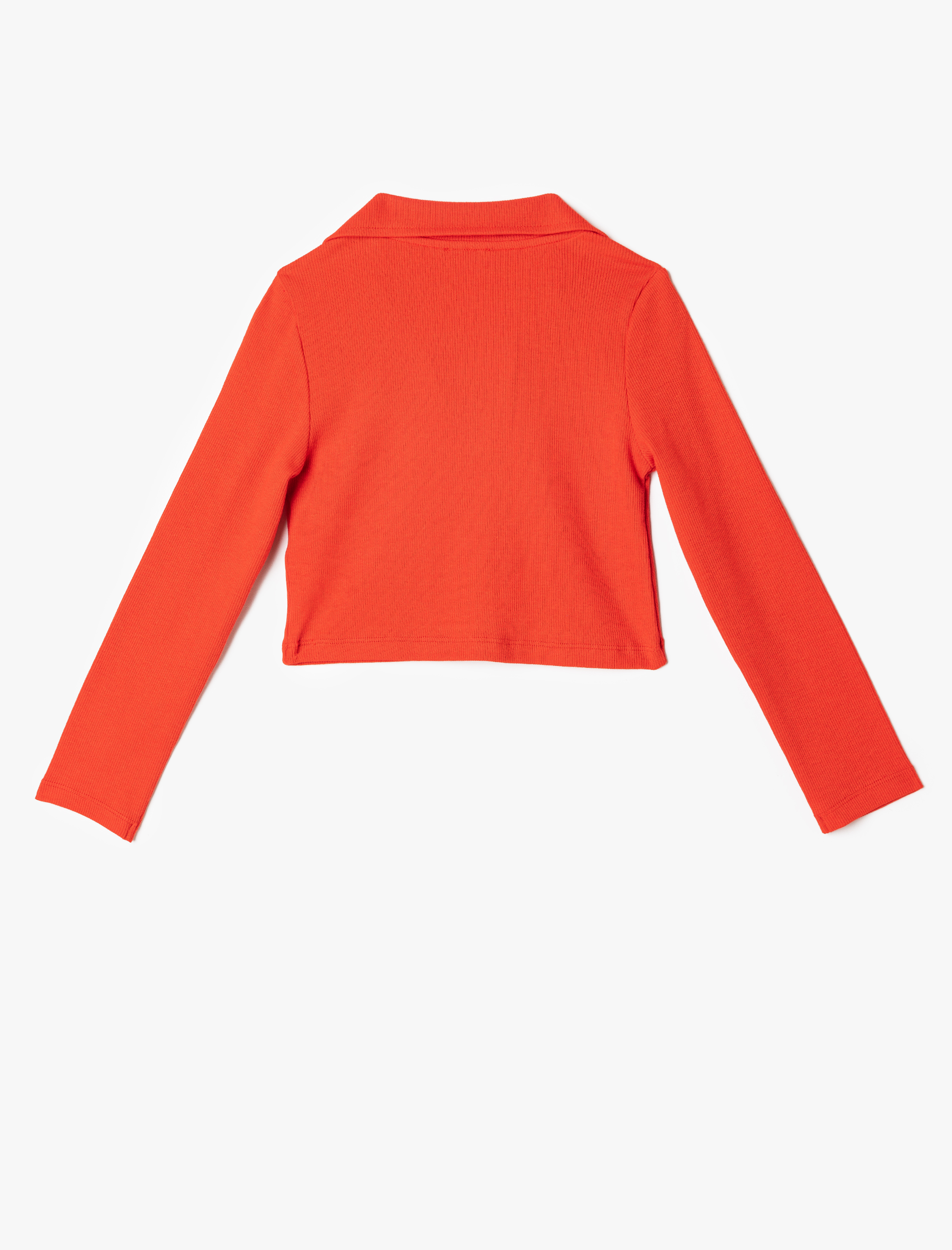  Kız Çocuk Pamuklu Kalp Detaylı Uzun Kollu Kaşkorse Polo Yaka Tişört