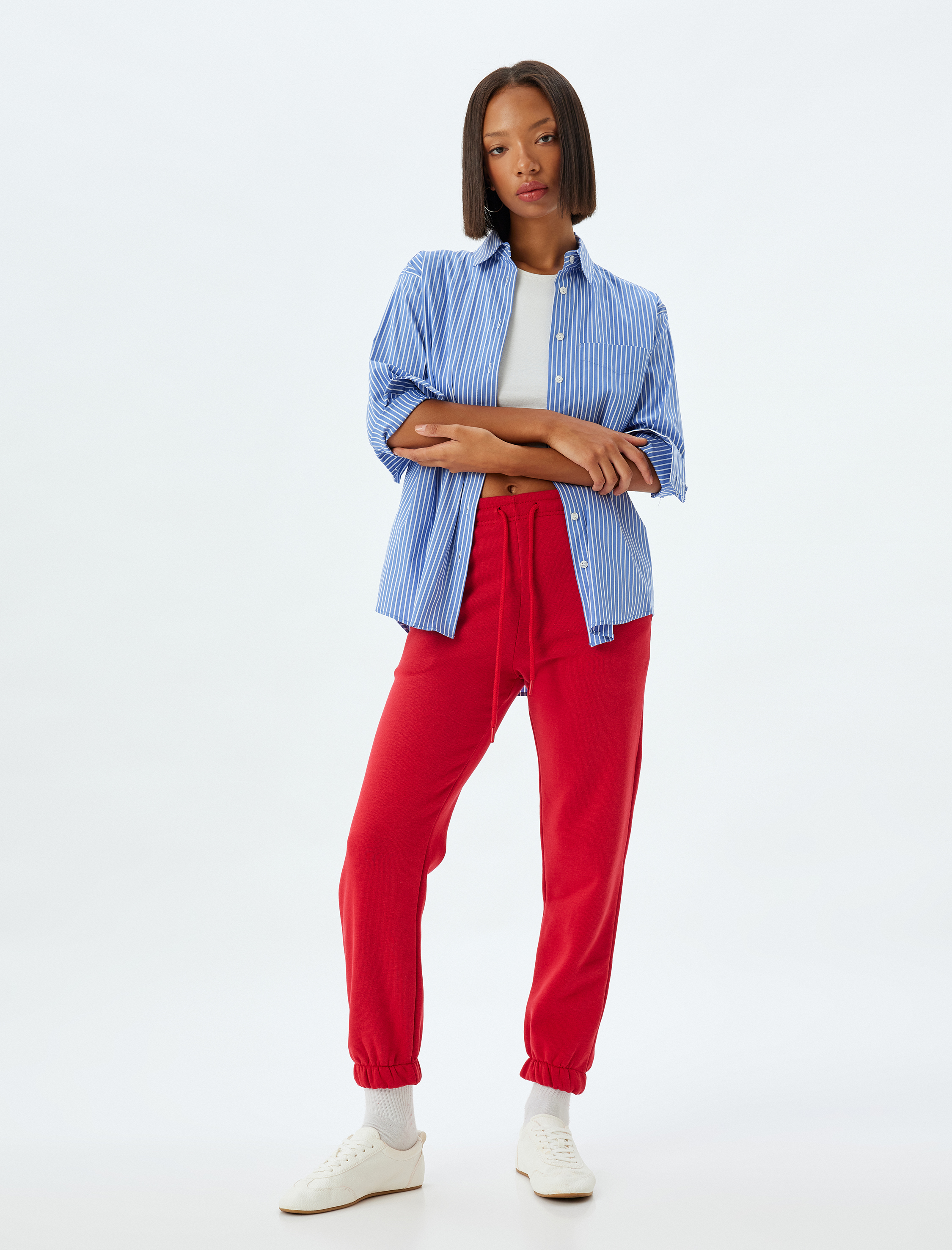   Şardonlu Jogger Eşofman Altı Beli Bağlamalı Cepli