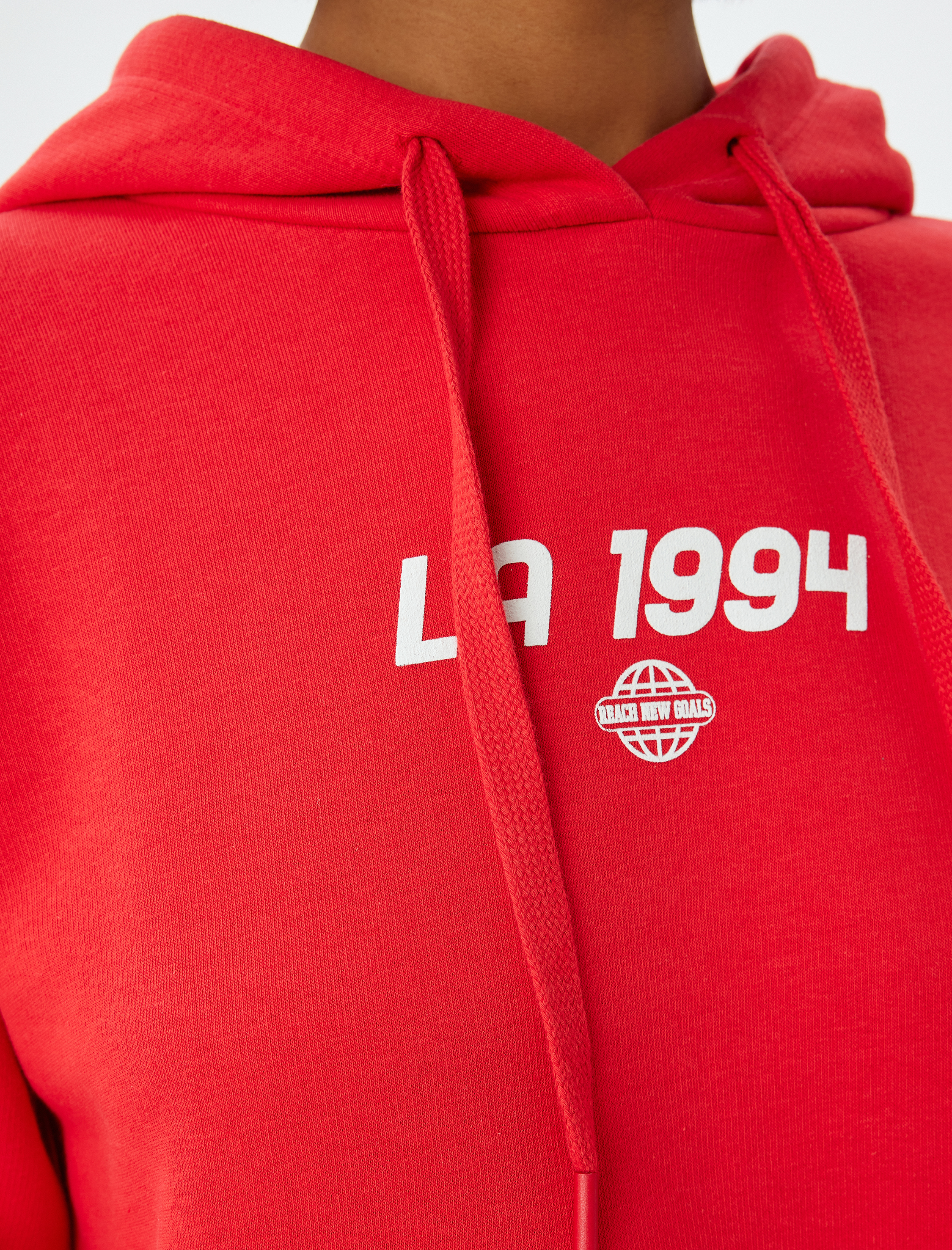   Arkası Baskılı Sweatshirt Kapüşonlu Şardonlu Rahat Kalıp