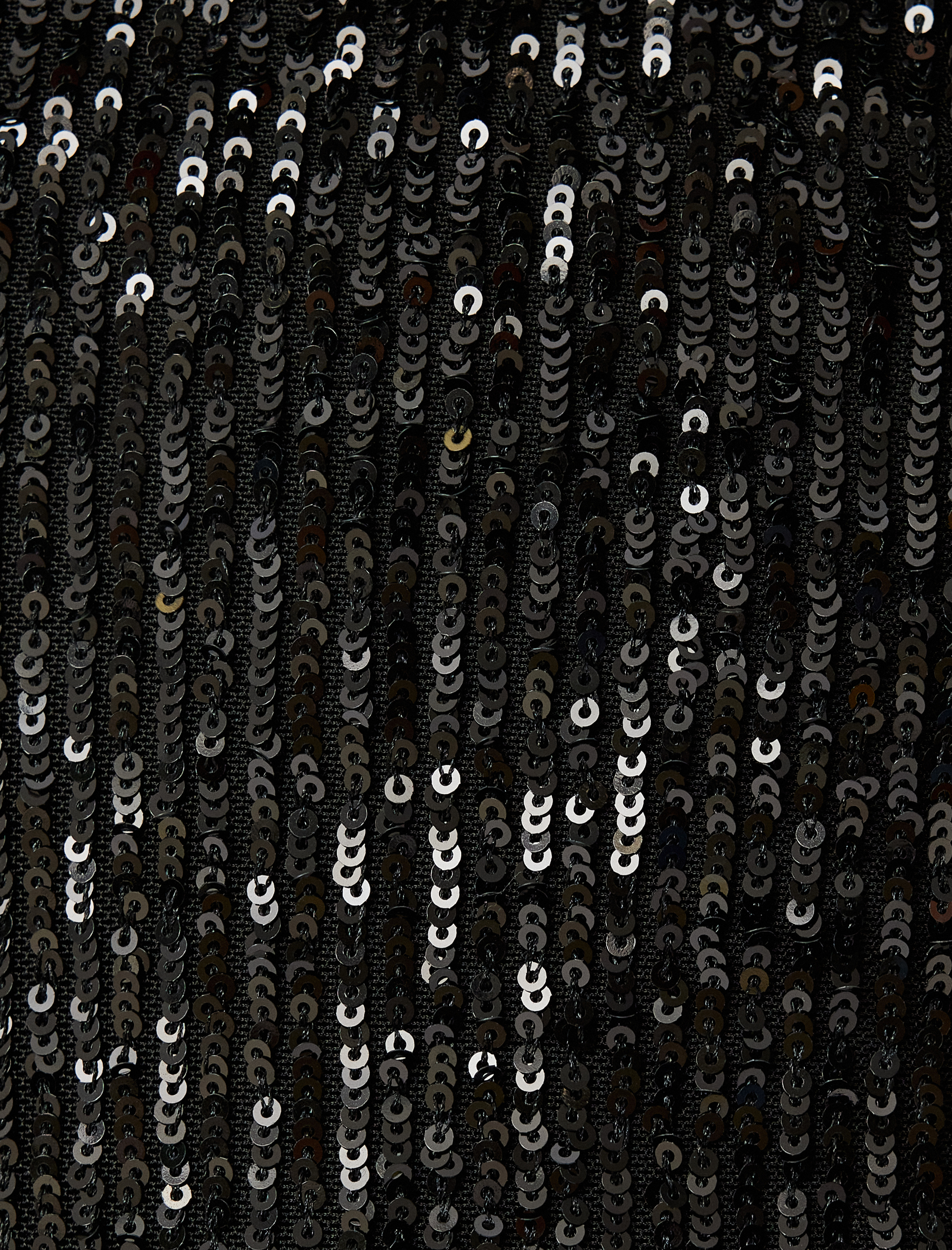 Pullu Payetli Abiye Elbise Midi Boy Çift Askılı Yırtmaçlı Kalp Yaka Slim Fit